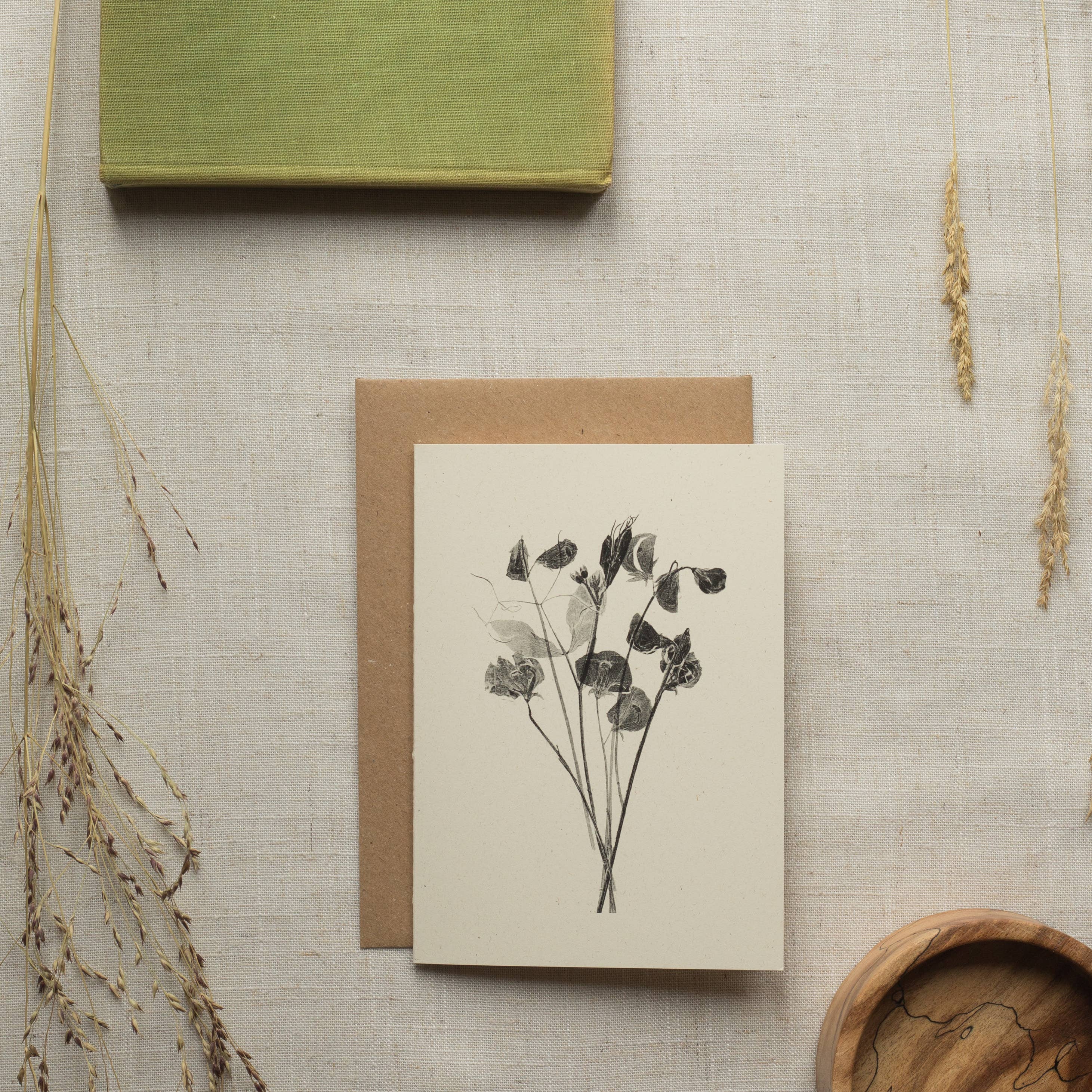 Sweet Peas Botanical Monoprint Card by Alicia Breakspear - Lifestory