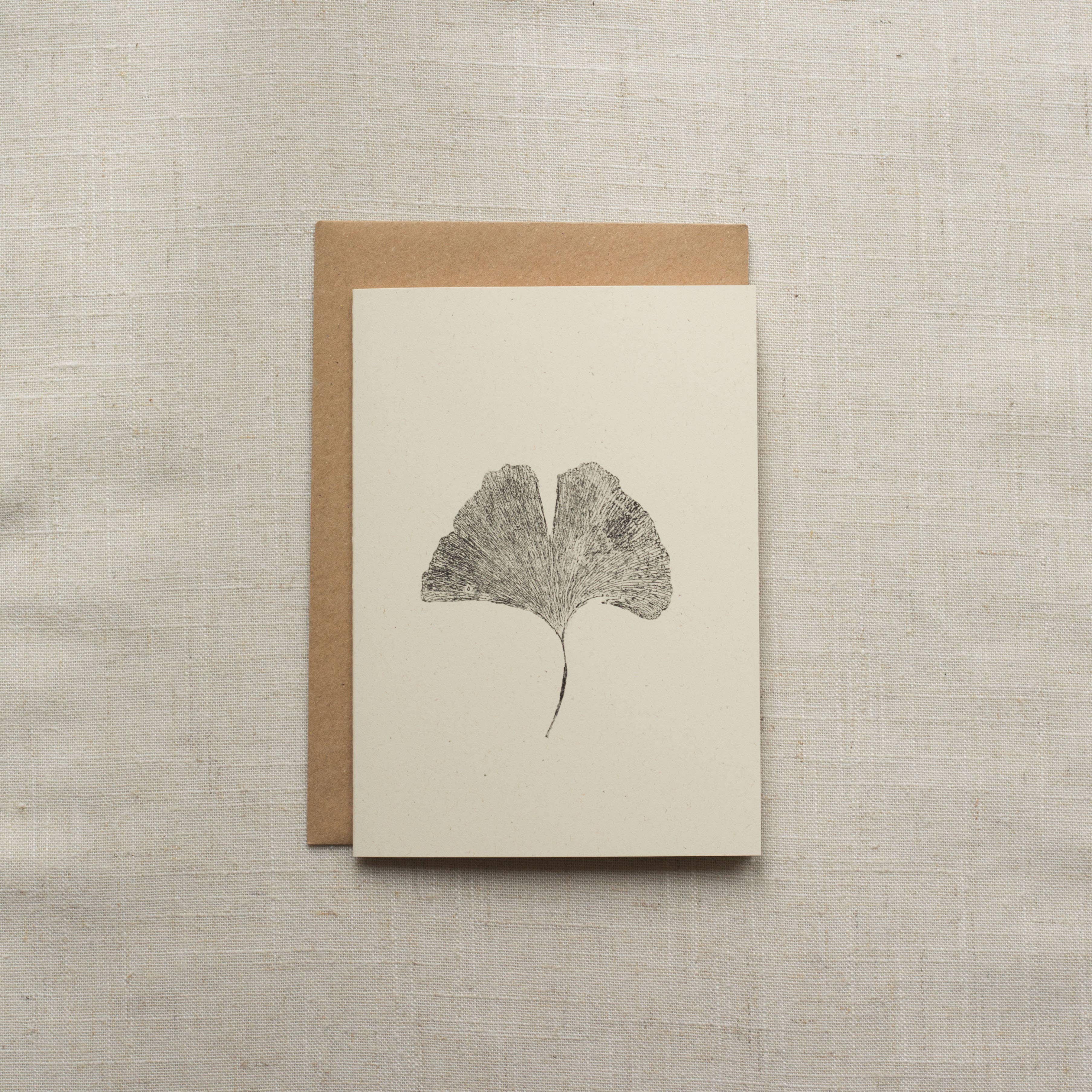 Ginkgo Leaf Botanical Monoprint Card by Alicia Breakspear - Lifestory