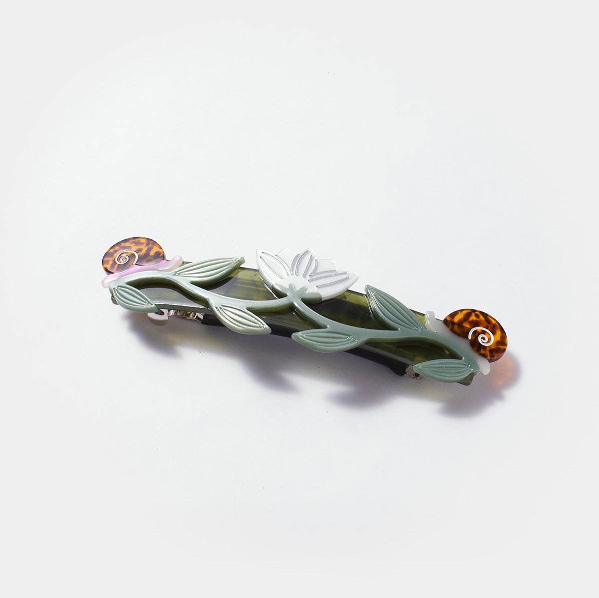 Winona Irene Brocéliande French Barrette with Flowers & Snails - Lifestory