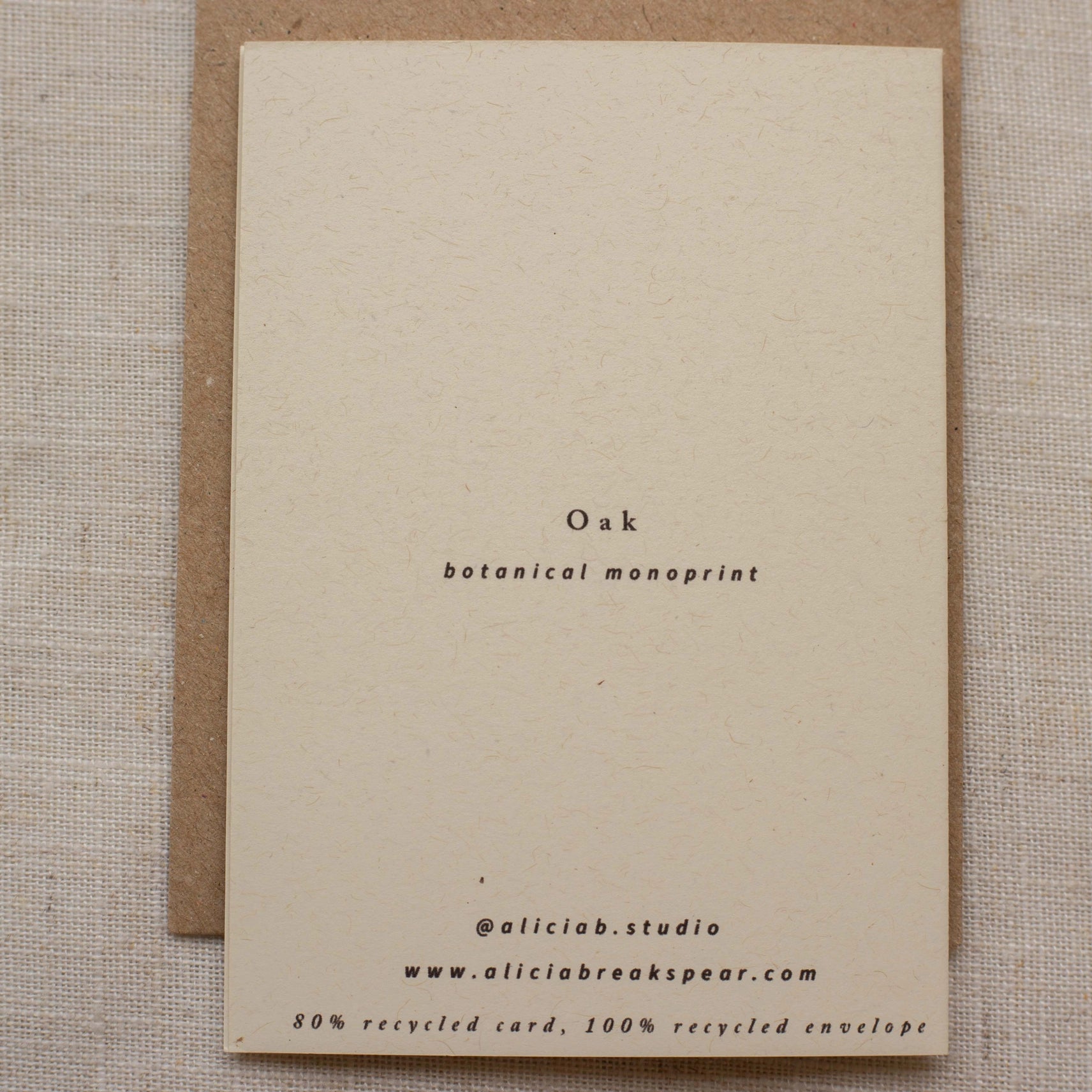 Oak Leaf A7 Botanical Monoprint Quote Card by Alicia Breakspear - Lifestory