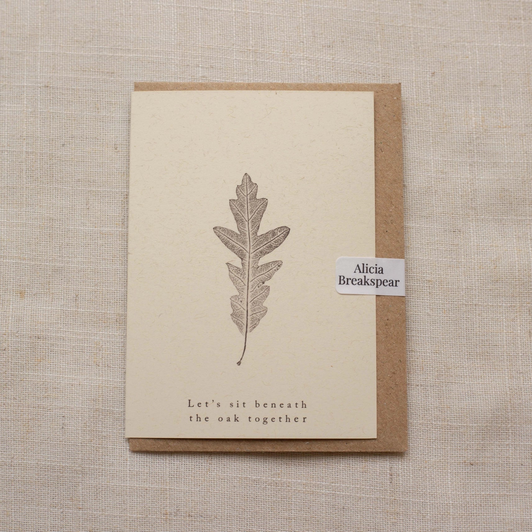 Oak Leaf A7 Botanical Monoprint Quote Card by Alicia Breakspear - Lifestory