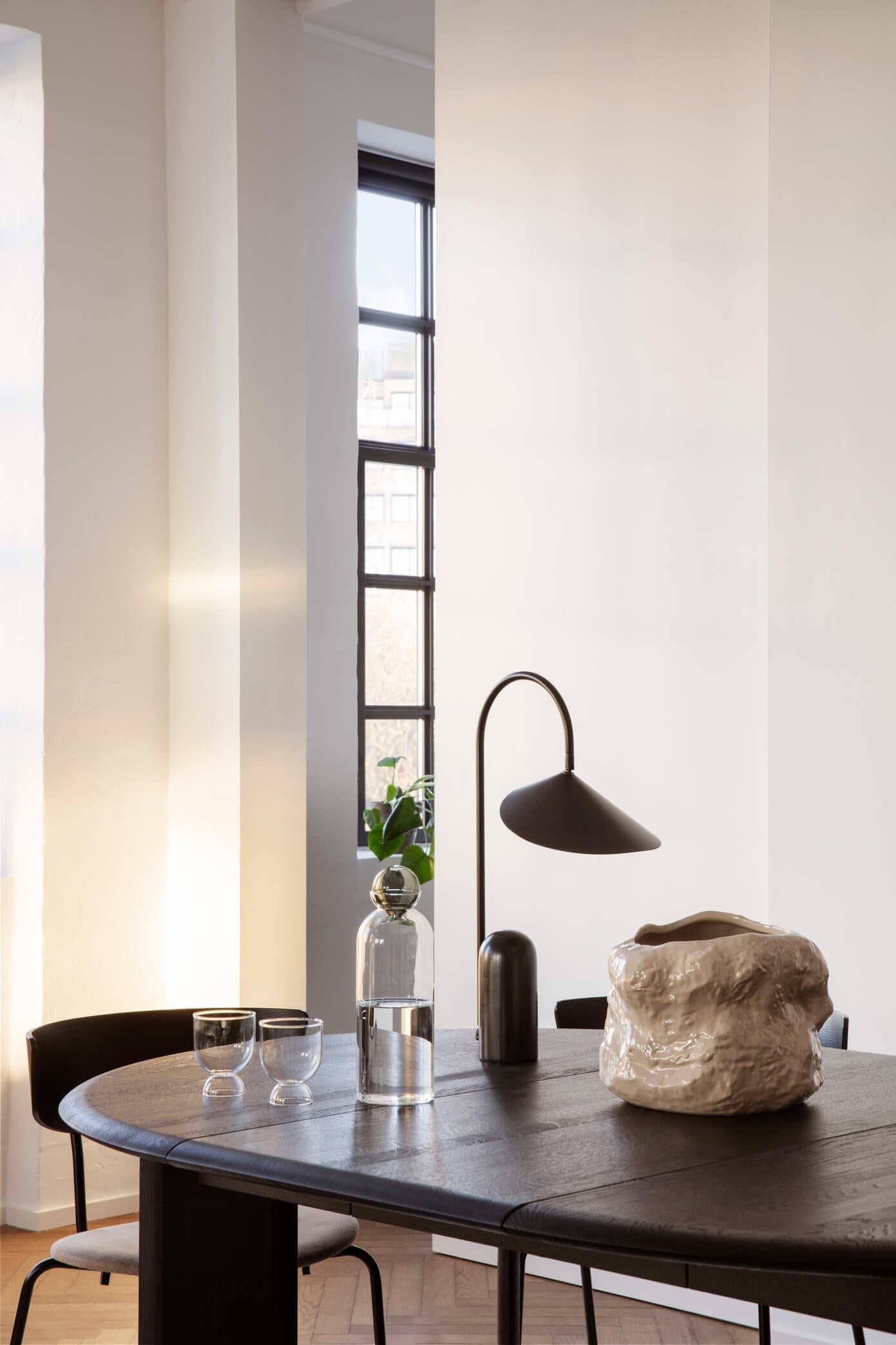 Arum Table Lamp | Black/Black Marble | by ferm Living - Lifestory
