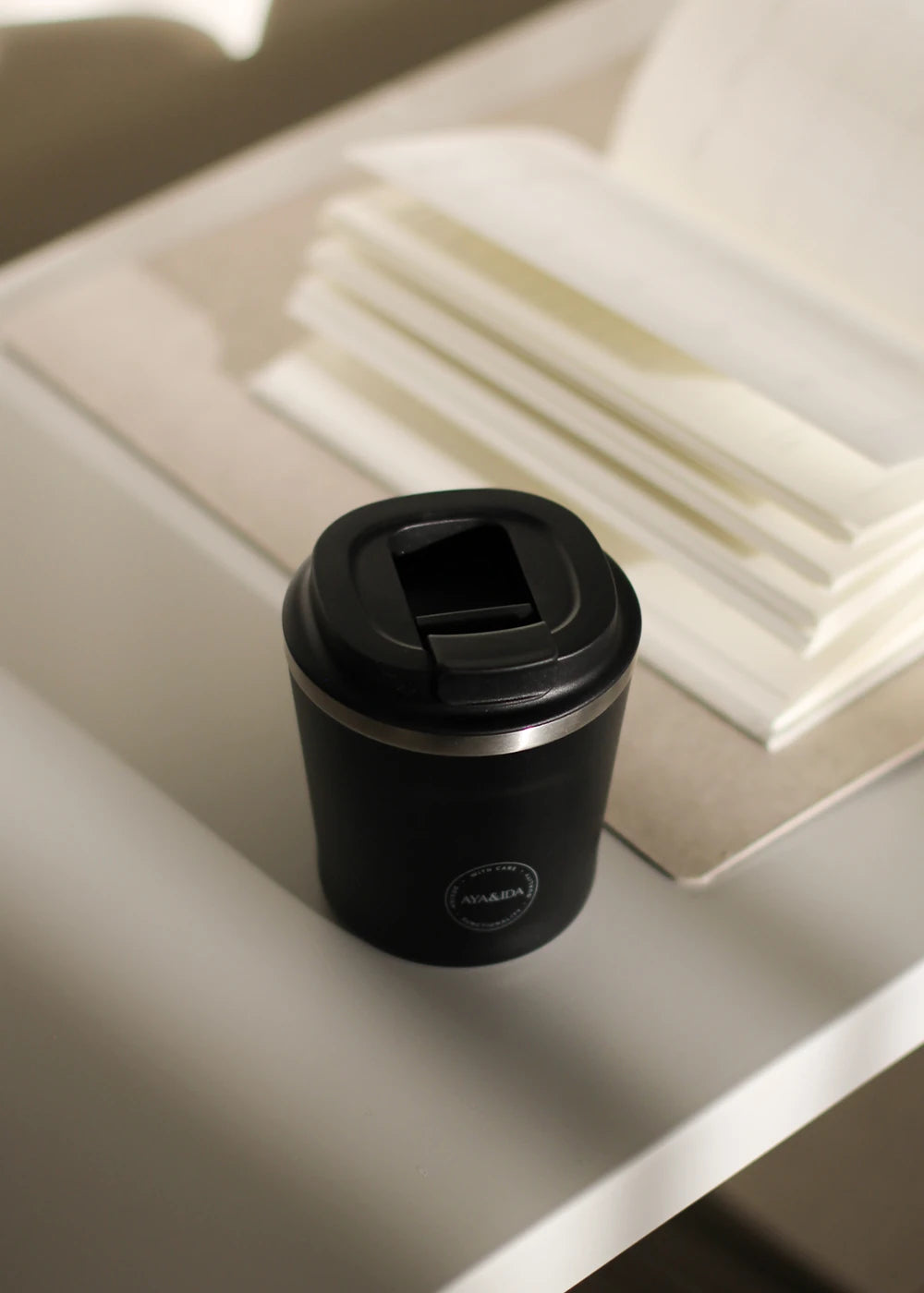Aya & Ida 240ml CUP2GO for Hot & Cold Drinks in Various Colours - Lifestory #color_Matte black