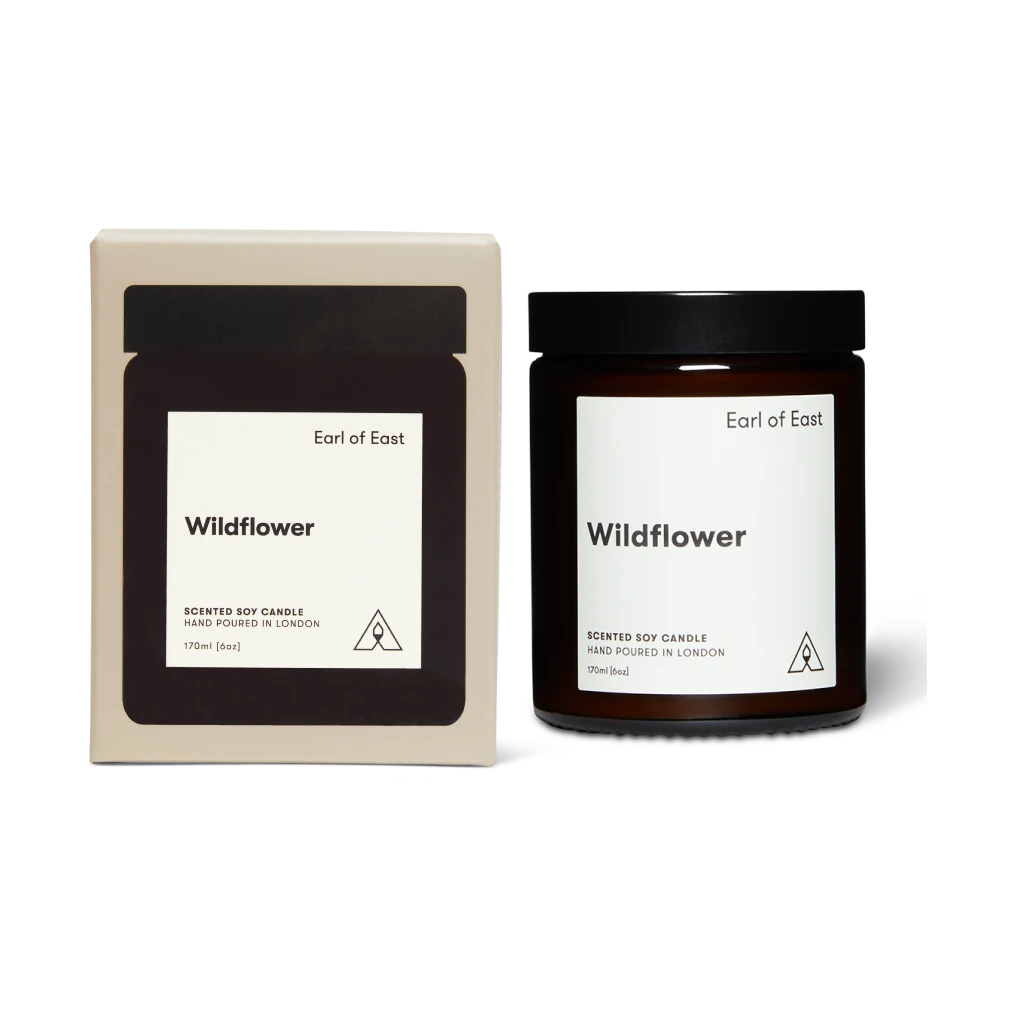 Earl of East Wildflower candle and packaging on a white background