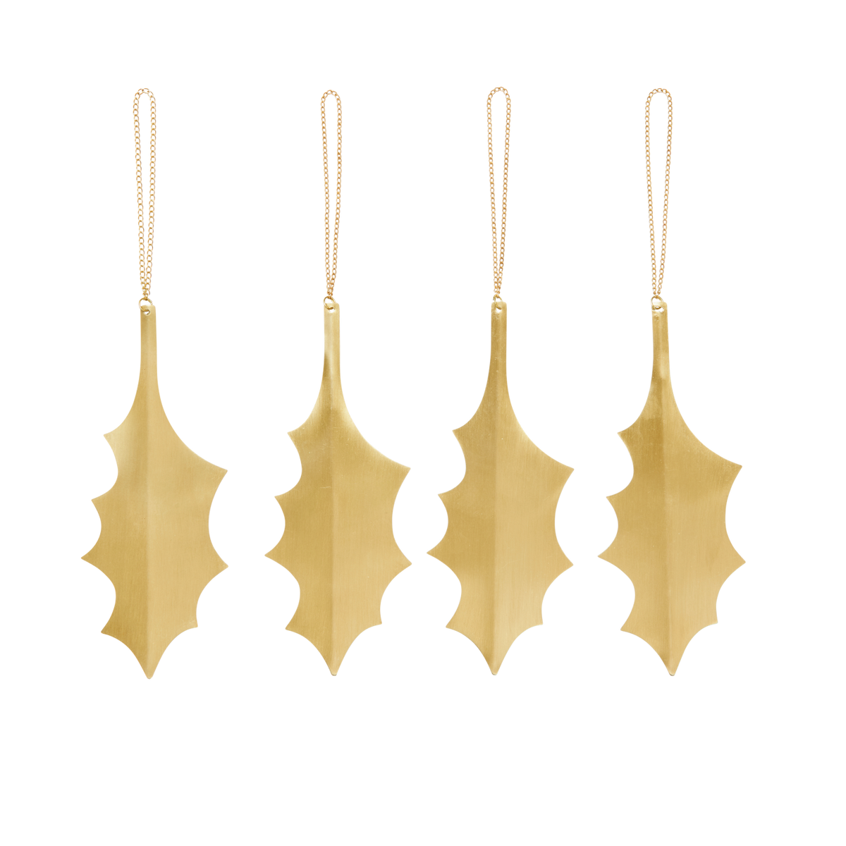 Ferm Living Set of 4 Brass Holly Leaf Ornaments - Lifestory