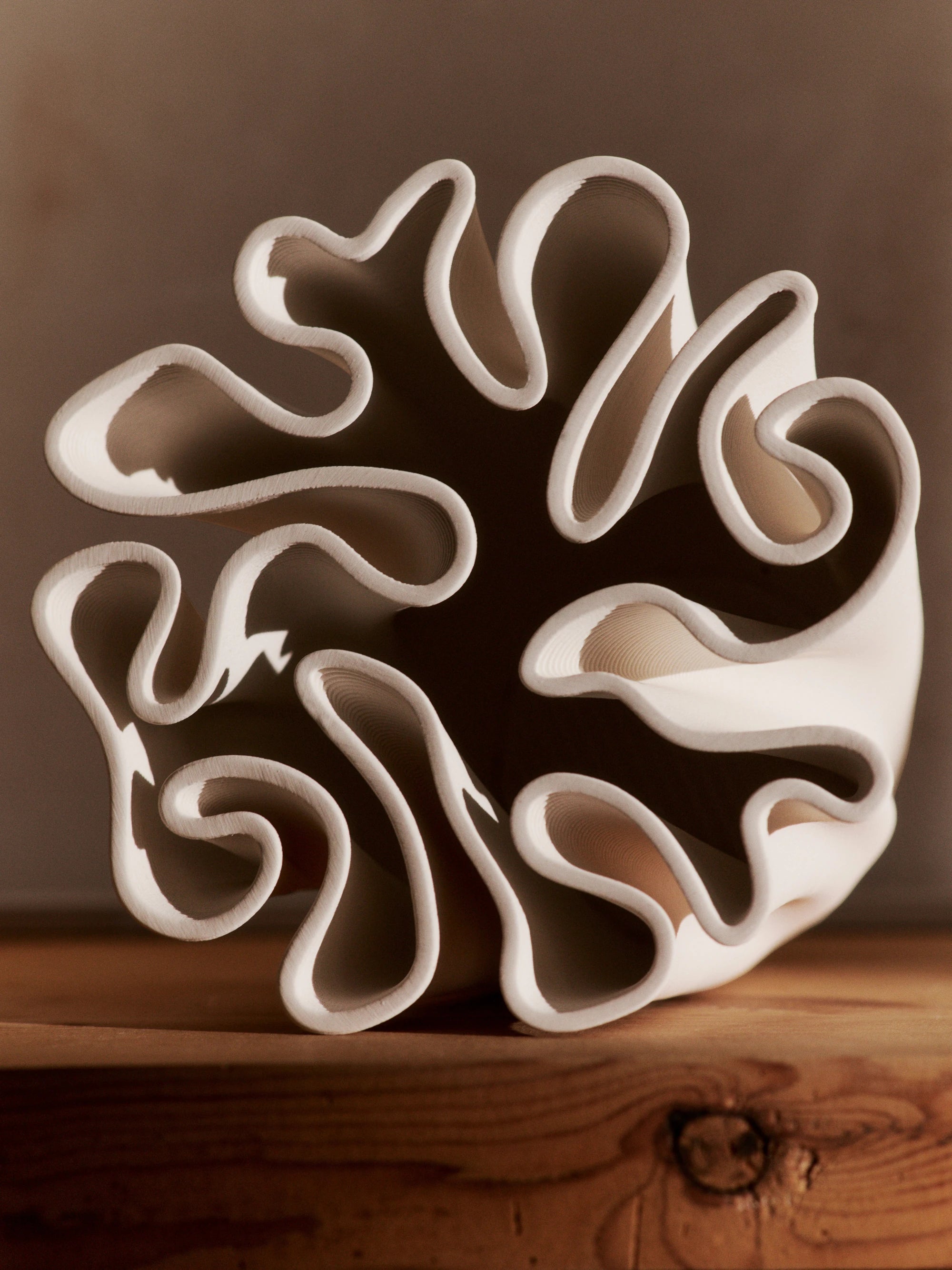 Ferm Living Medium Dedali Vase in Off-White 3D Printed Stoneware - Lifestory