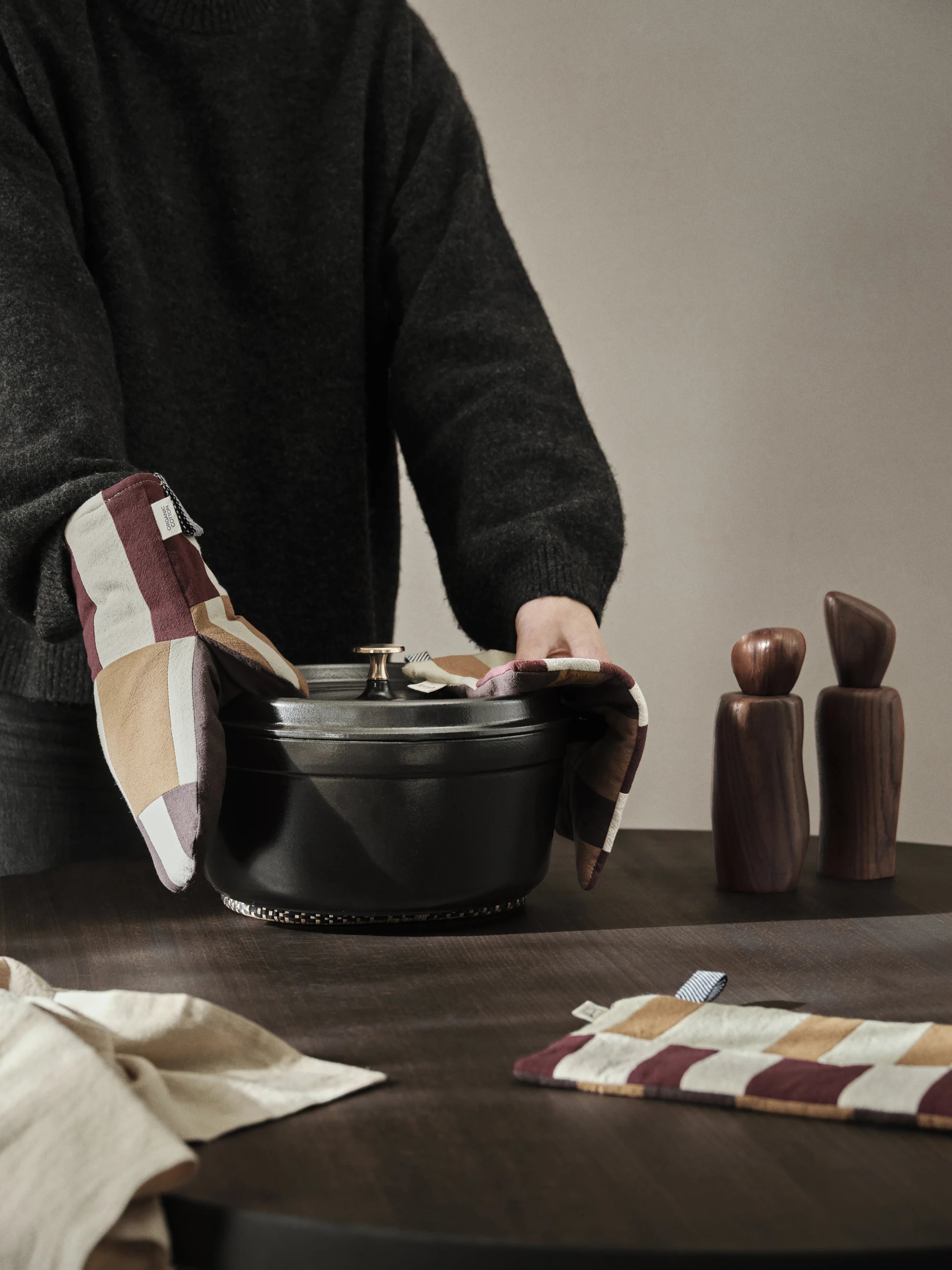 Ferm Living 'Section' Pot Holder Set of 2 in Patchwork Cotton - Lifestory
