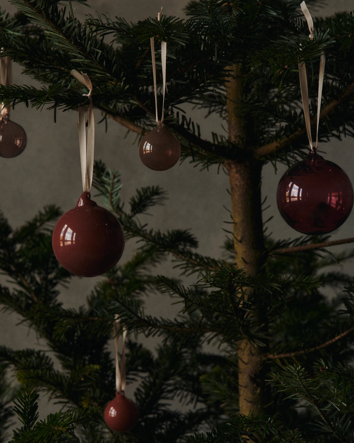 ferm Living Glass Baubles Set of 3 in Roseate Opaque Glass | Lifestory