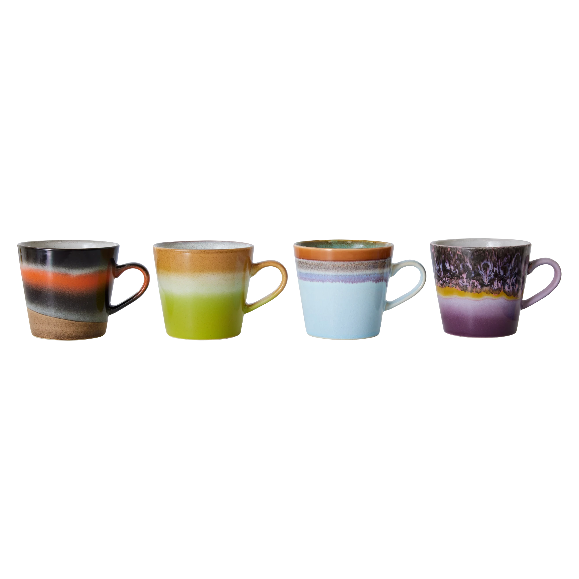 HKLIVING Set of 4 Cappuccino Mugs in Various Colourways - Lifestory
