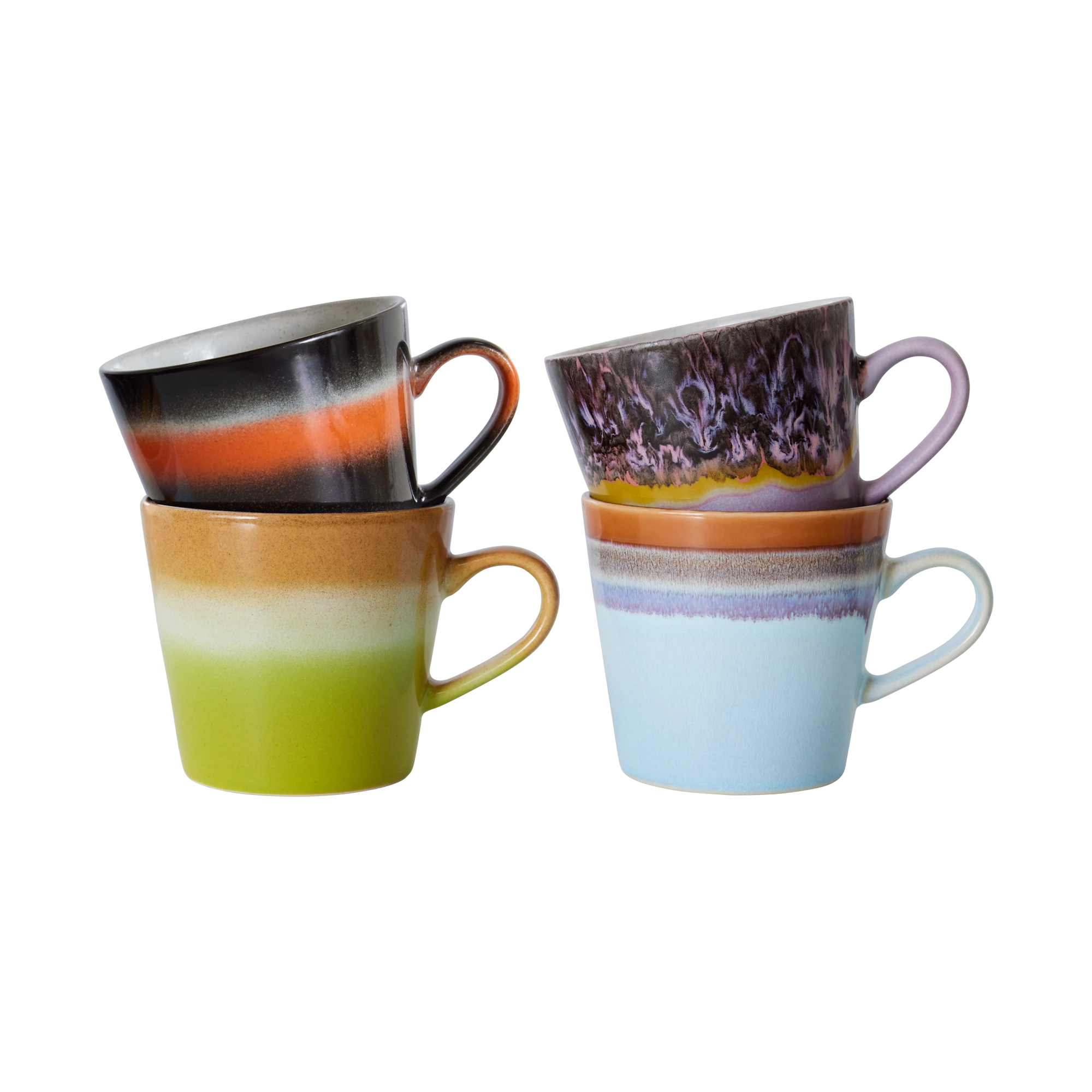 HKLIVING Set of 4 Cappuccino Mugs in Various Colourways - Lifestory