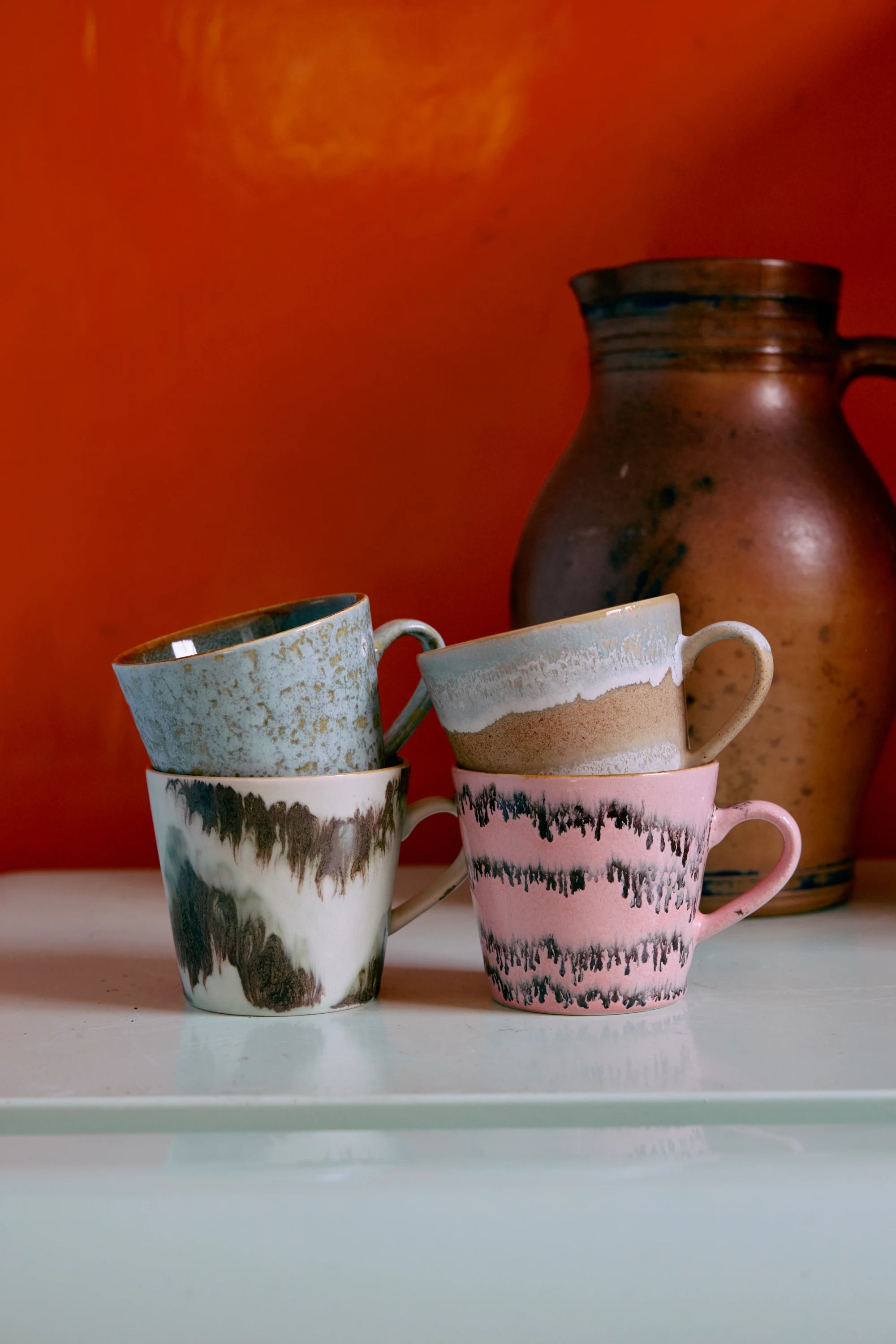 HKLIVING Set of 4 Cappuccino Mugs in Various Colourways - Lifestory