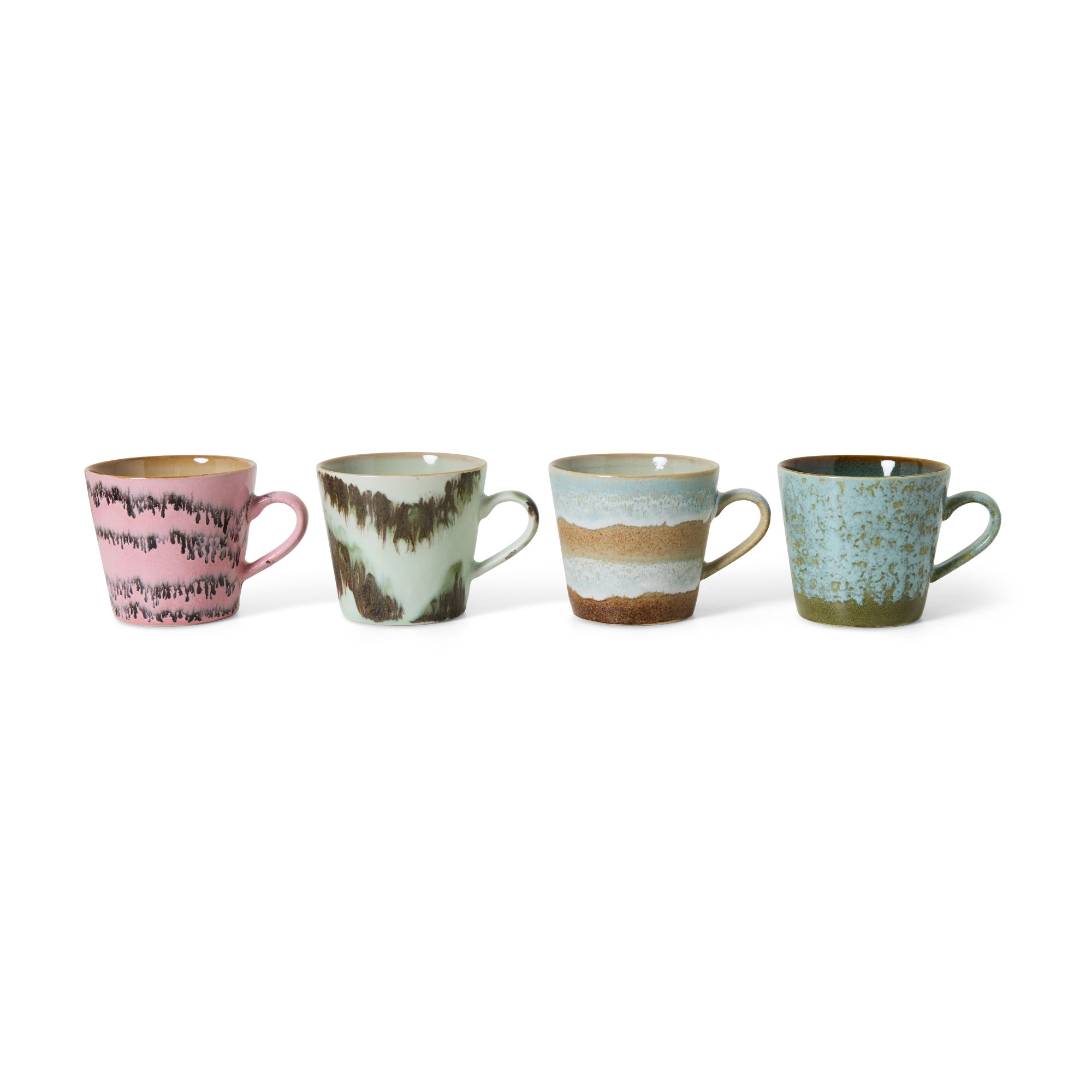 HKLIVING Set of 4 Cappuccino Mugs in Various Colourways - Lifestory