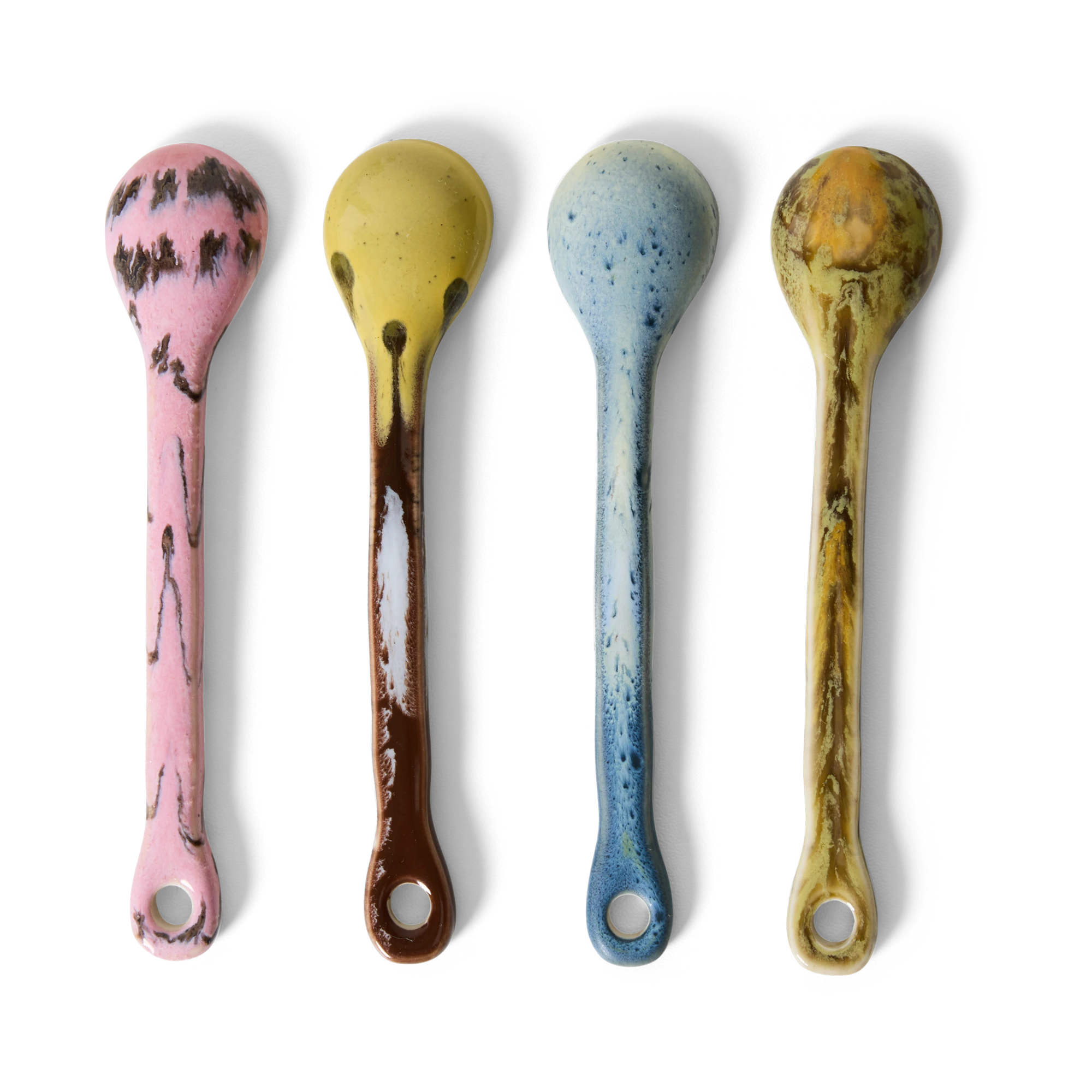 HKLIVING Set of 4 Ceramic Spoons in Various Colourways - Lifestory
