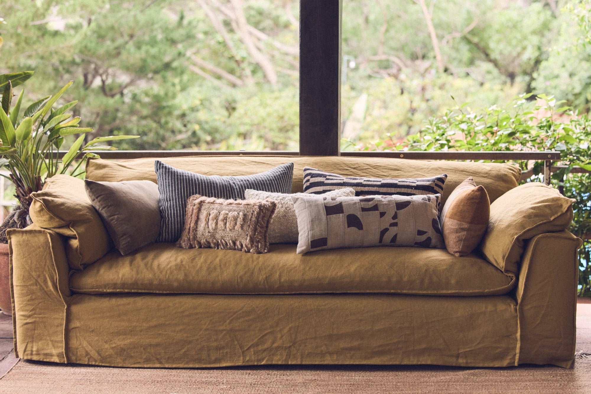 HKLIVING Rectangular Natural Patched Cushion (70 x 30cm)