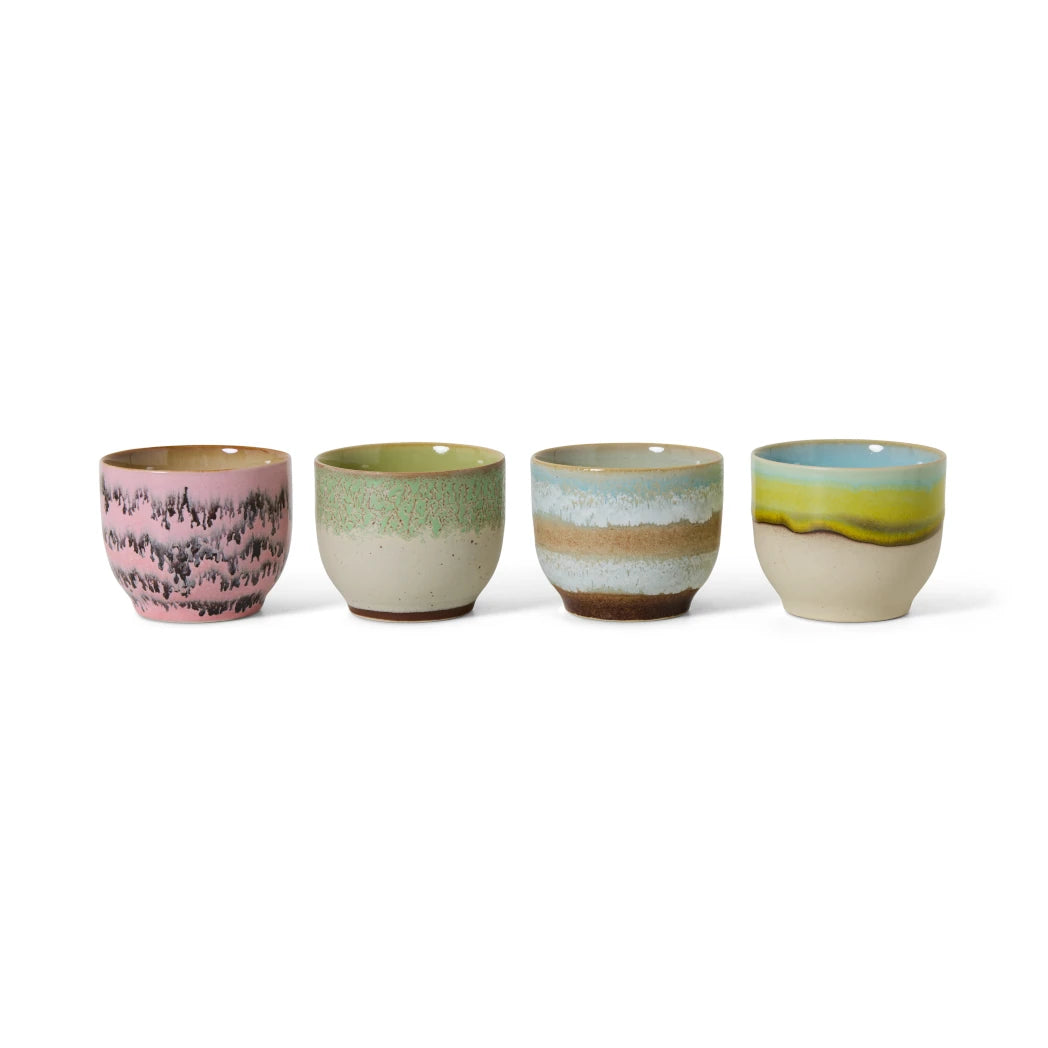 HKLIVING Set of 4 Café Cups in Various Colourways - Lifestory