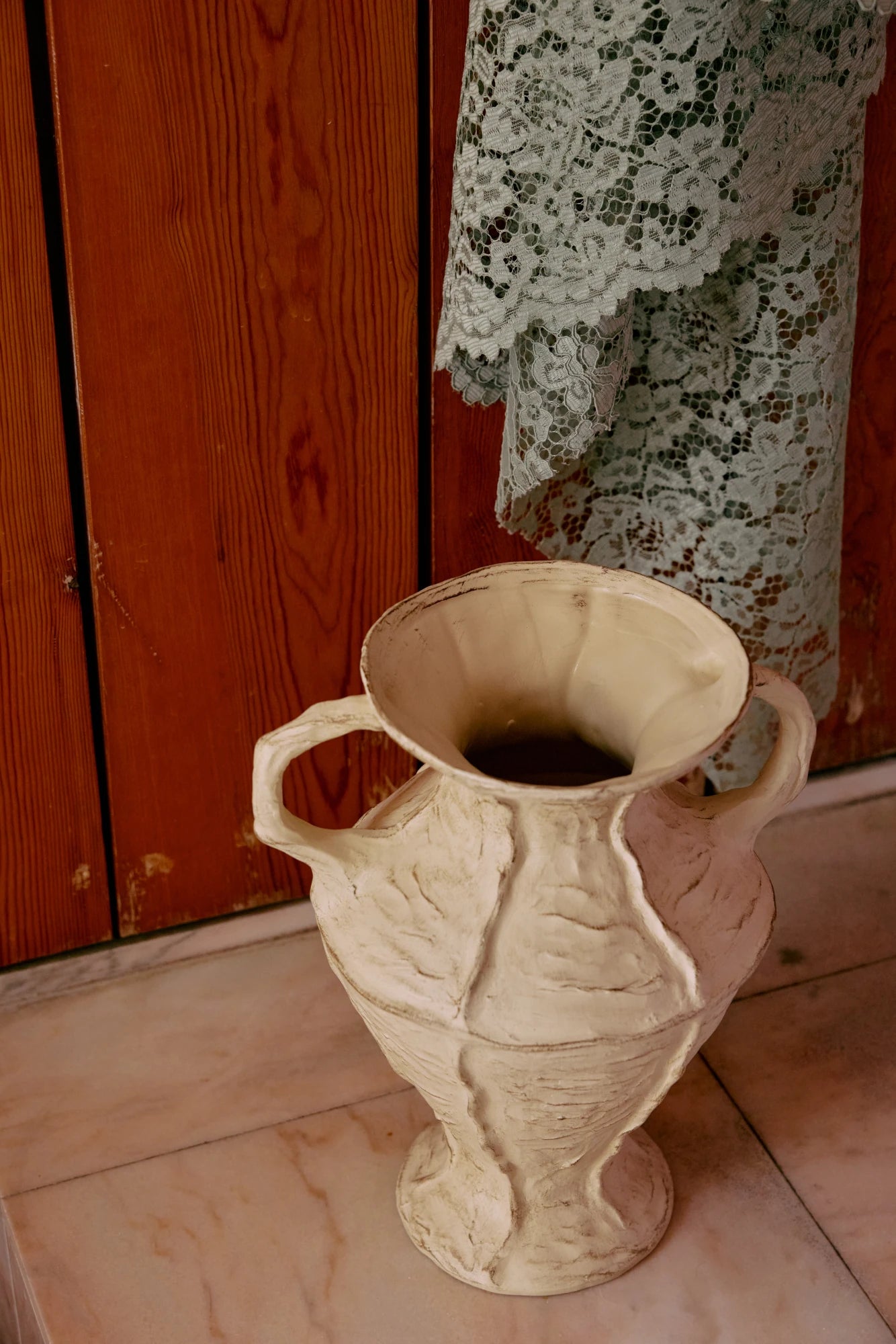 HKLIVING New Classics Large Stoneware Vase in Cream - Lifestory