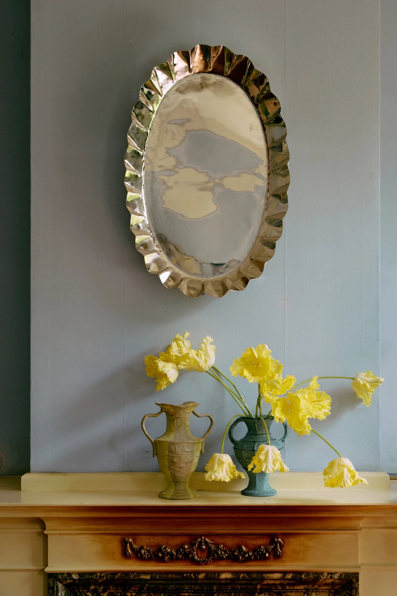HKLIVING New Classics Small Stoneware Vase in Soft Blue - Lifestory