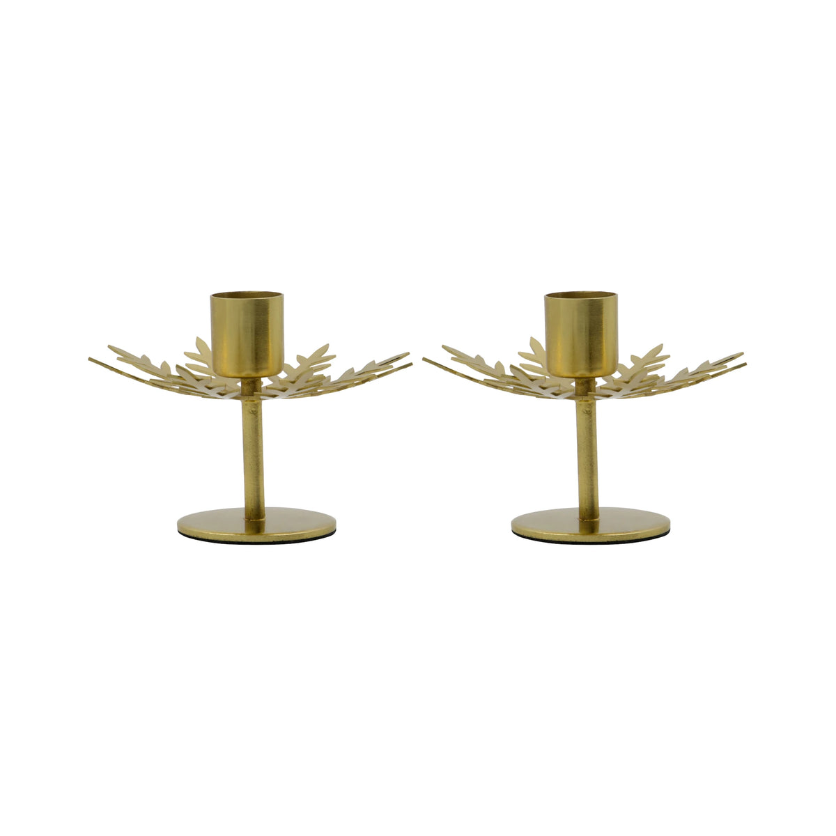 House Doctor Snowflake Set of 2 Antique Brass Taper Candle Holders