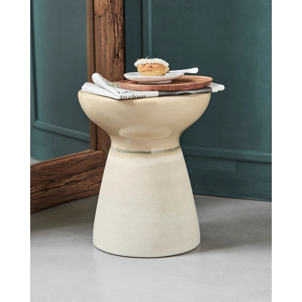 House Doctor 'Pablo' Ceramic Side Table / Stool in Sand - Lifestory