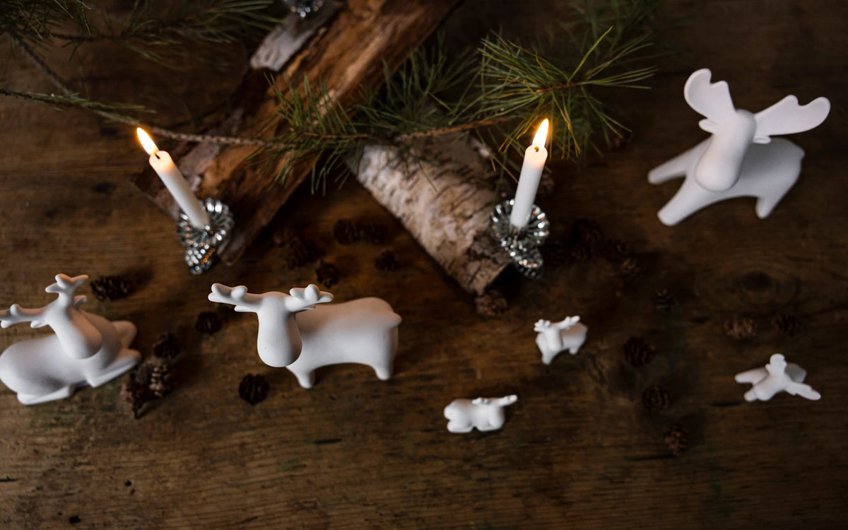 White Ceramic Ivan the Moose and Sten the Reindeer by Storefactory | Lifestory