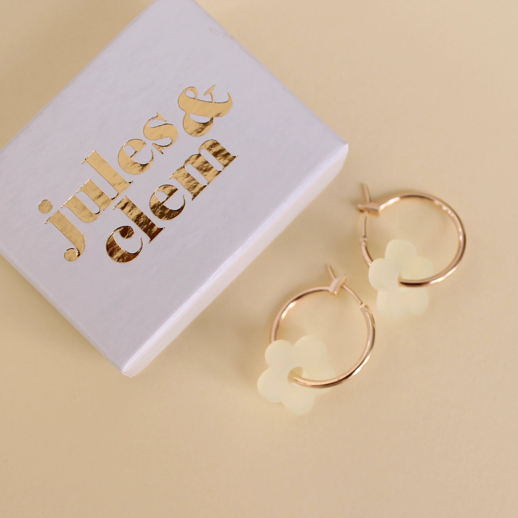 Jules & Clem Colourful Flower Hoop Earrings in Perspex & Gold Plate - Lifestory