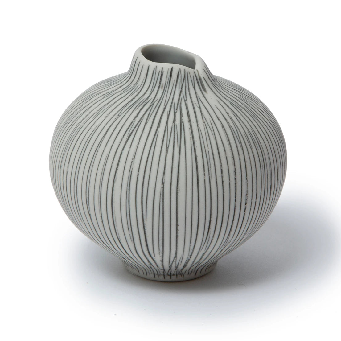 Line Vase in Medium Vertical Grey Stripes by Lindform
