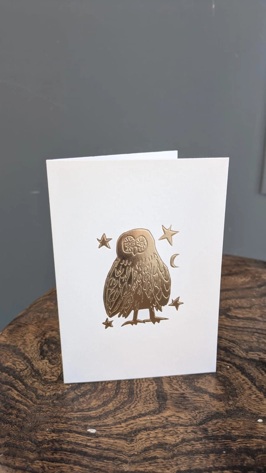 Meg Fatharly Owl Gold Embossed Keepsake Card