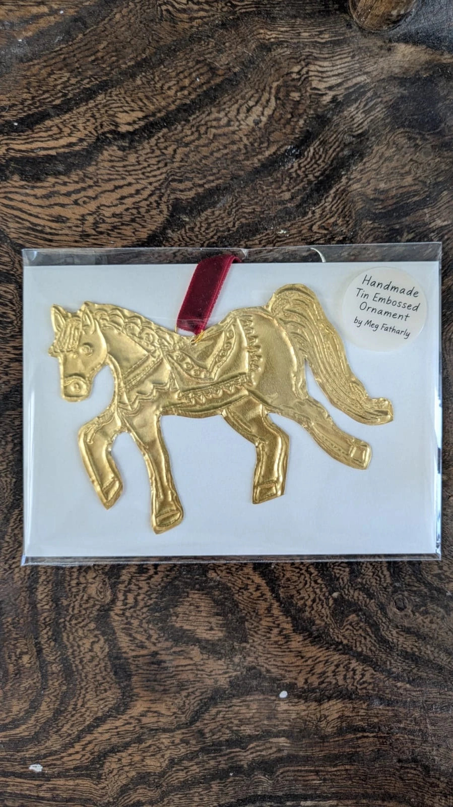 Meg Fatharly Tin Embossing 2026 Year of the Horse Ornament with Ribbon