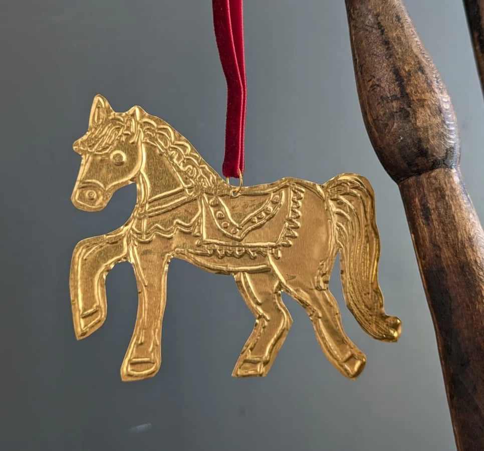 Meg Fatharly Tin Embossing 2026 Year of the Horse Ornament with Ribbon