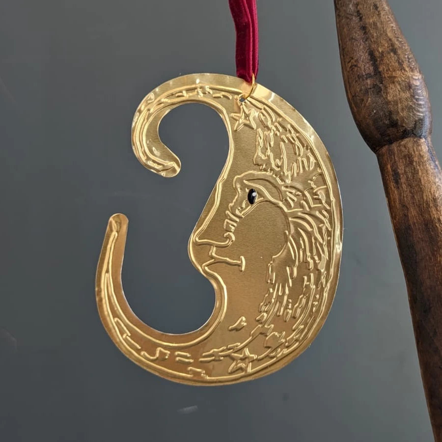 Meg Fatharly Tin Embossing Moon Ornament with Ribbon