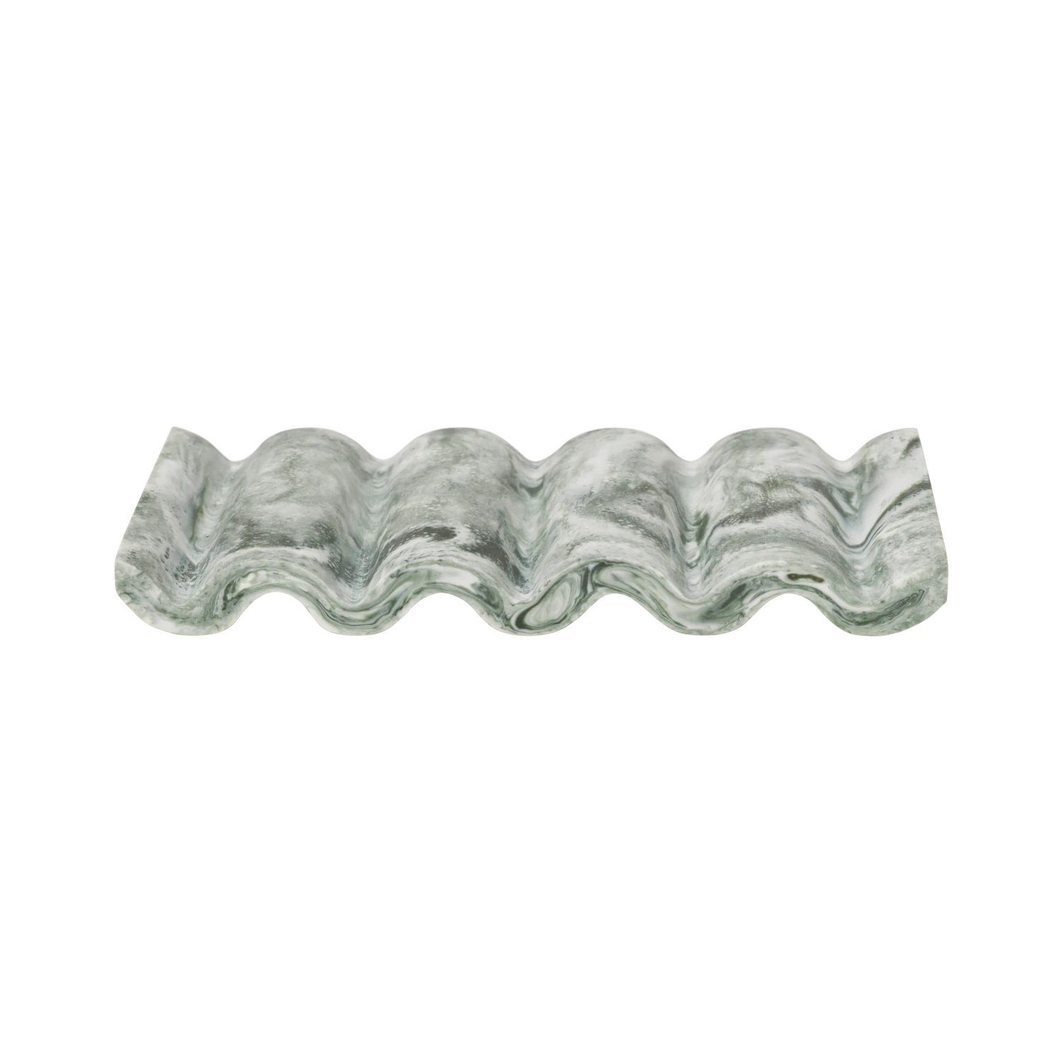 Ferm Living 'Mist' Soap Dish in Marbled Resin - Emerald Green Off-White | Lifestory