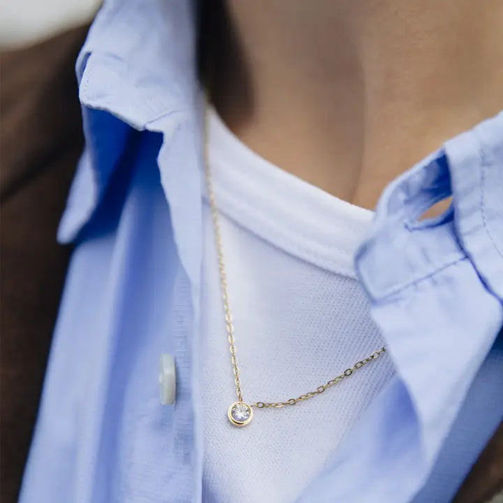 Dainty Gemstone Necklace - Water Resistant Gold Plating by Nordic Muse - Lifestory