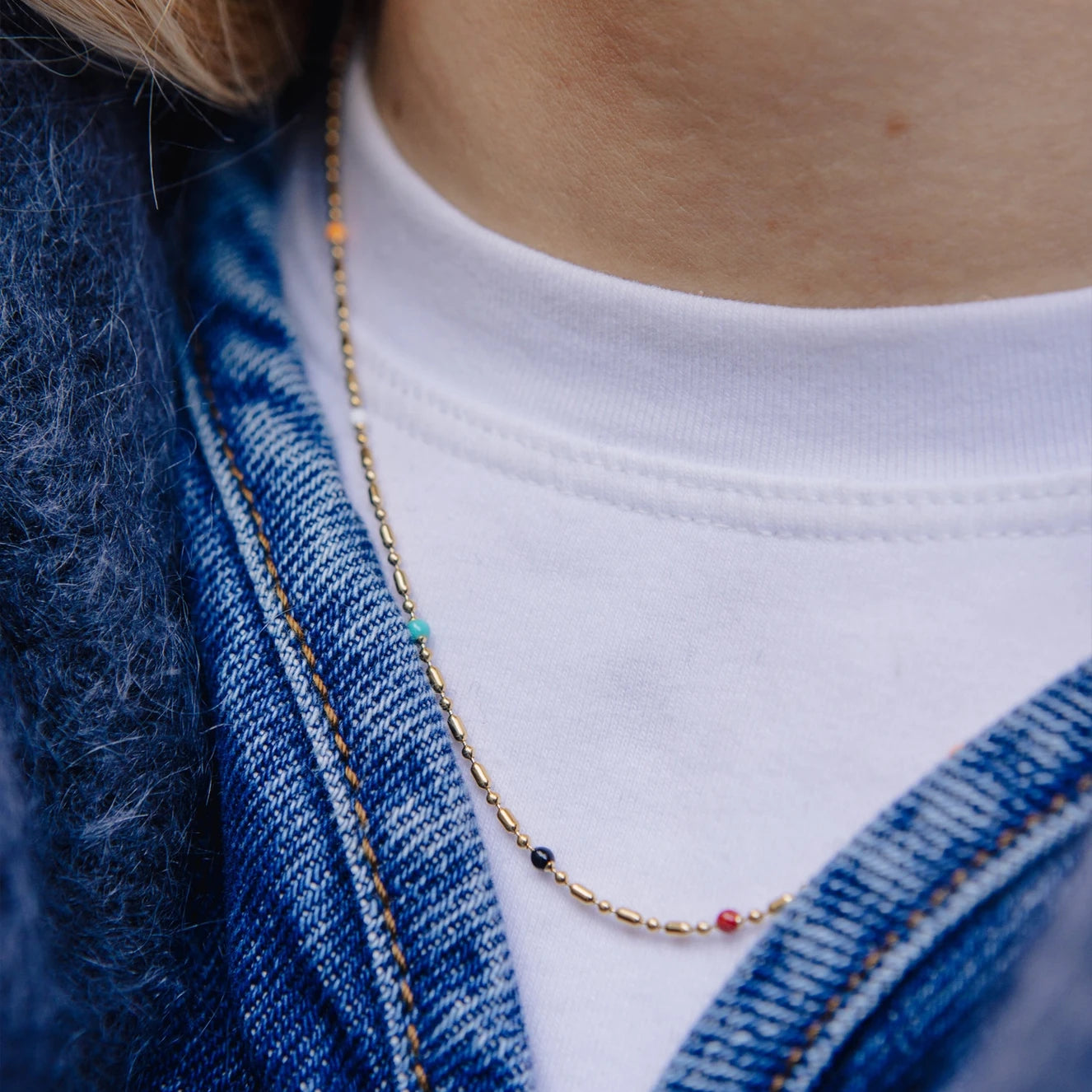 Rainbow Beaded Necklace - Water Resistant Gold Plating by Nordic Muse - Lifestory