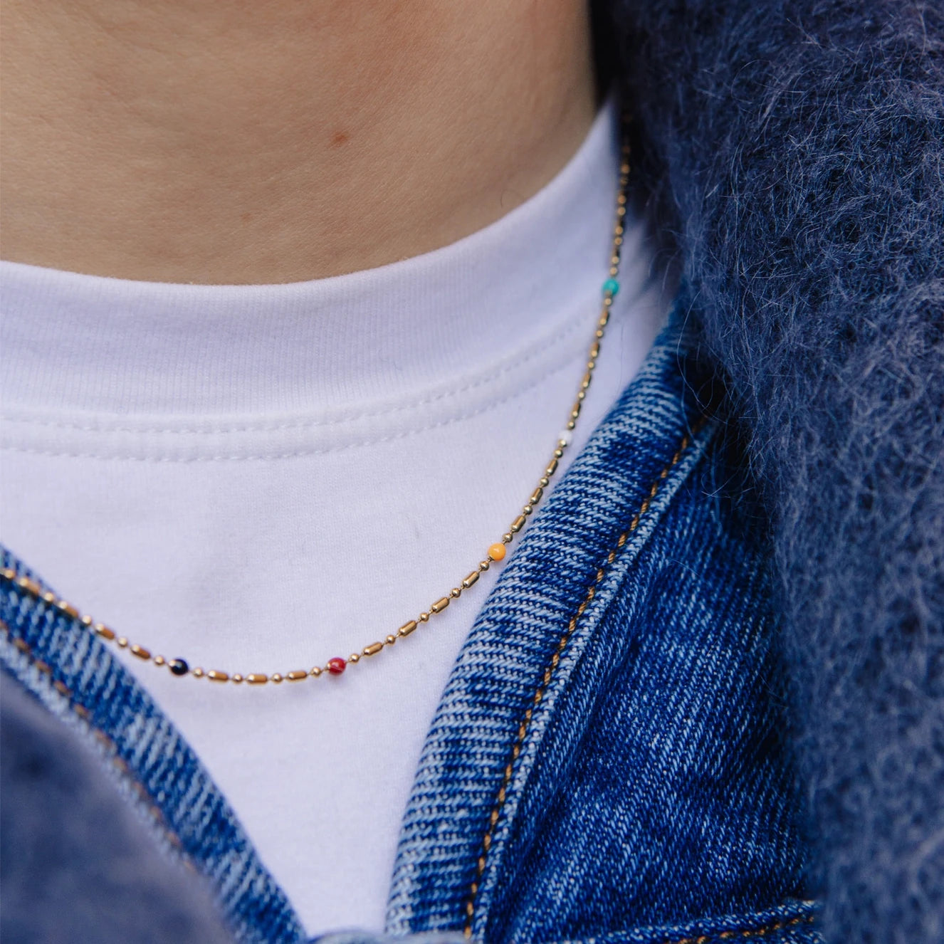 Rainbow Beaded Necklace - Water Resistant Gold Plating by Nordic Muse - Lifestory