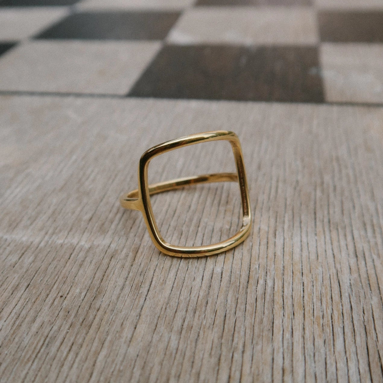 Open Square Ring - Water Resistant Gold Plating by Nordic Muse