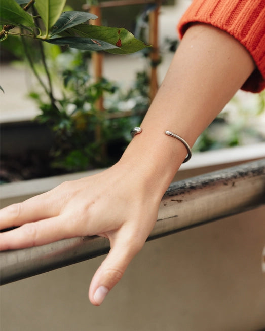 Bold Fluid Cuff Bangle - Water Resistant Gold or Silver Plating by Nordic Muse - Lifestory