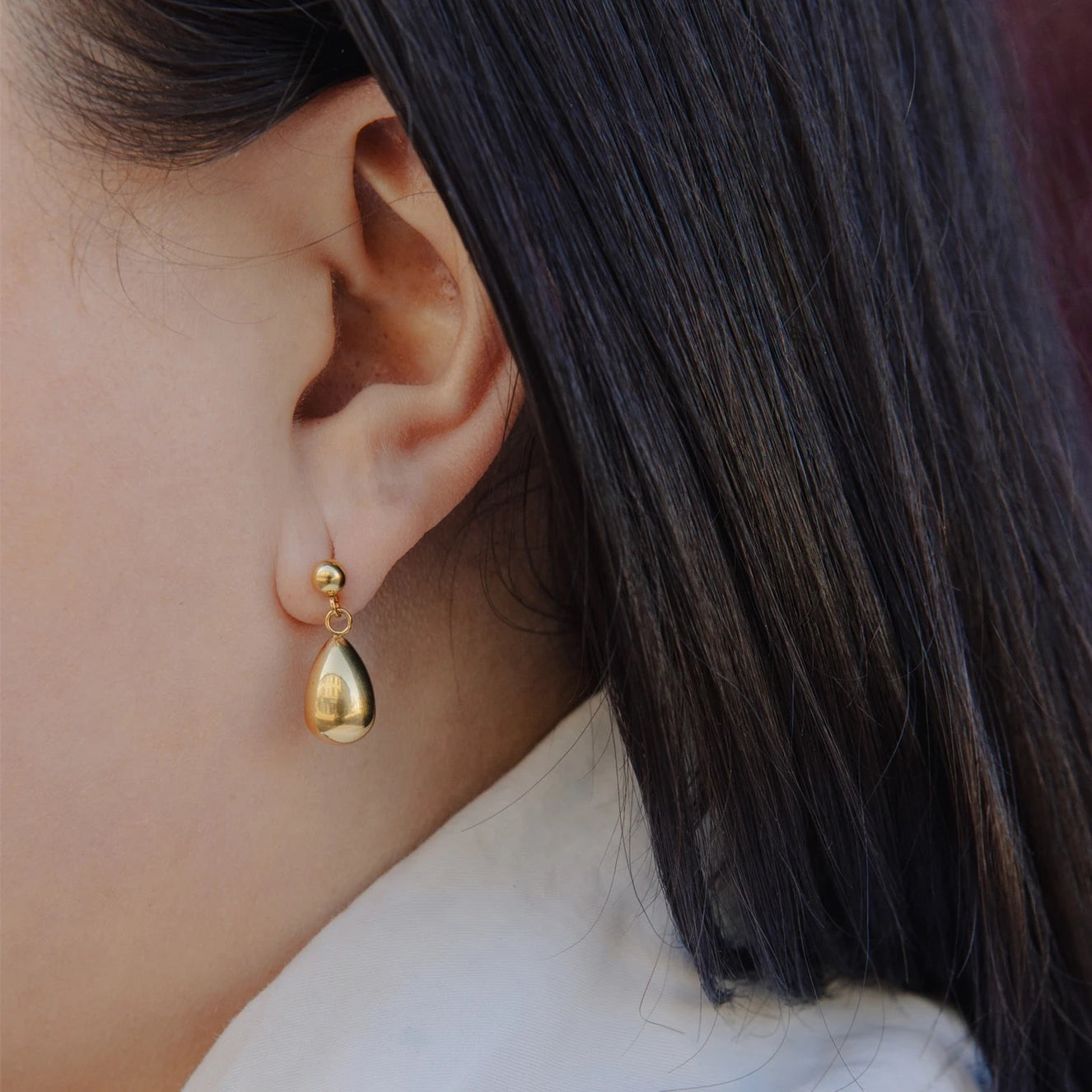 Teardrop Earrings - Water Resistant Gold Plating by Nordic Muse - Lifestory