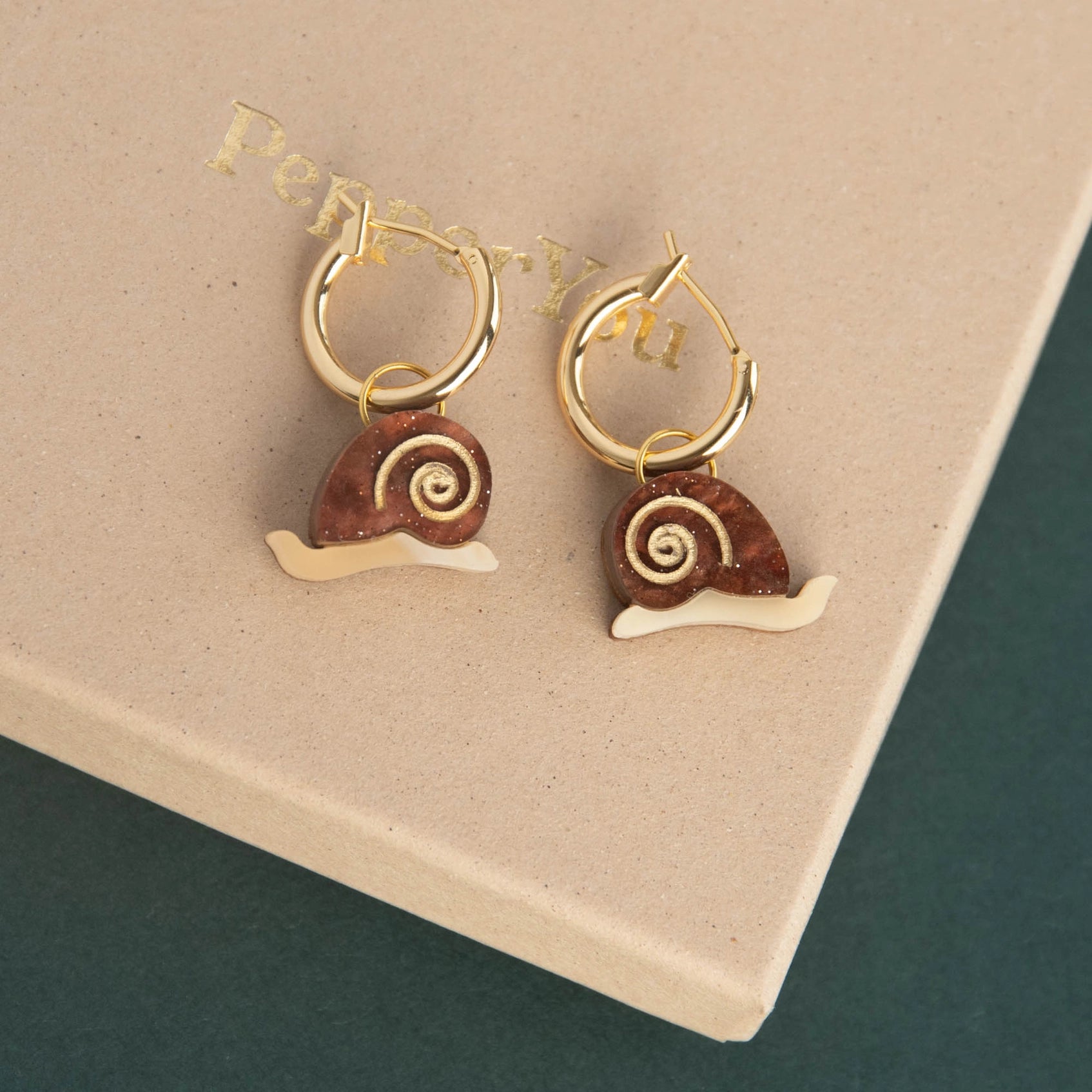Pepper You Acrylic & Wood Garden Snail Hoop Earrings - Lifestory