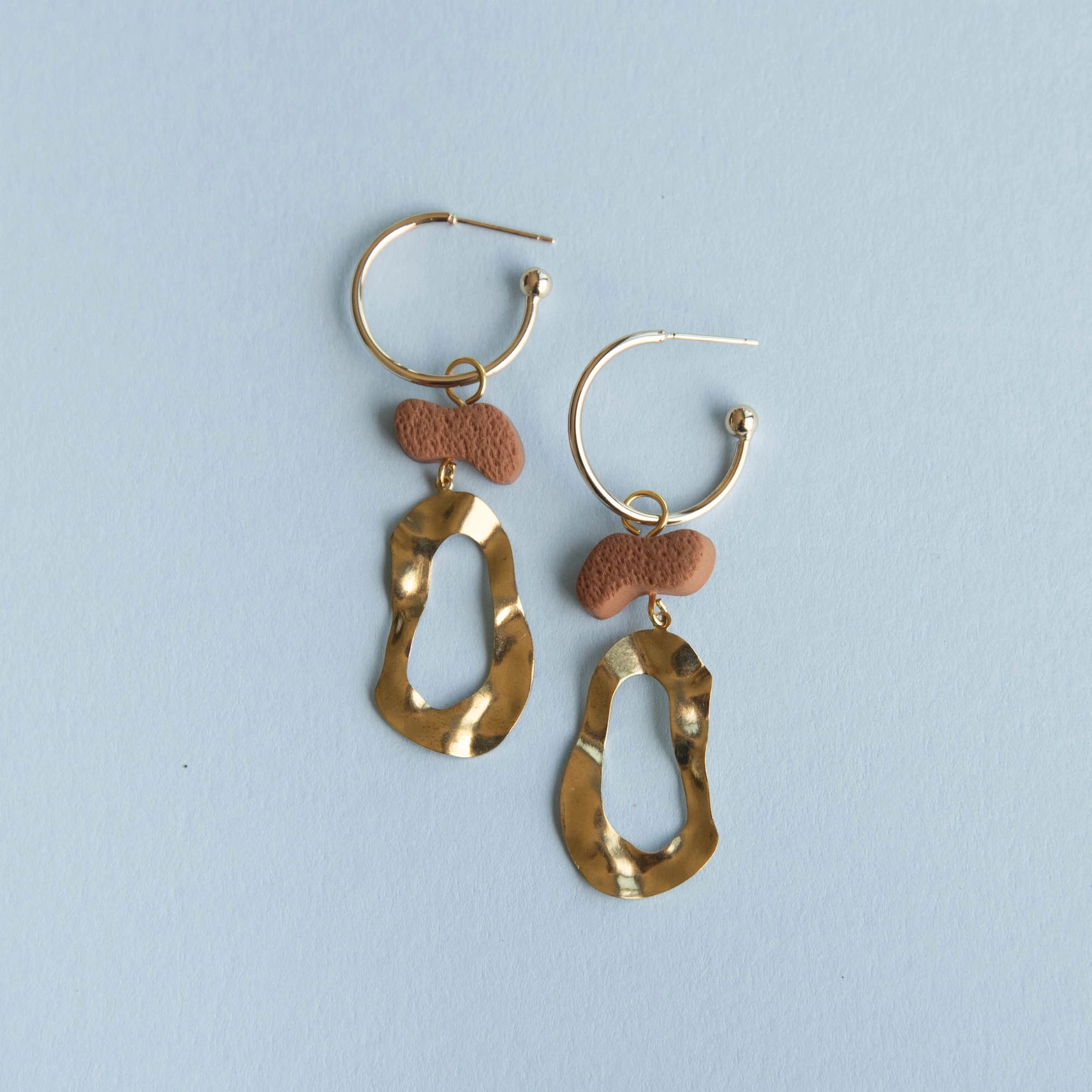 Pepper You Brass & Clay 'Grooves' Statement Hoop Earrings - Lifestory