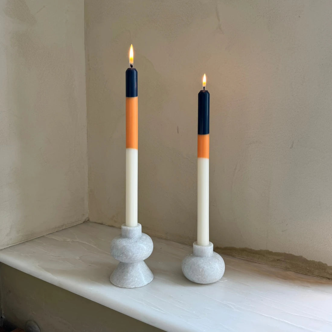 Pygmalion London Set of 2 Patterned Dinner Candles in Various Colours - Lifestory