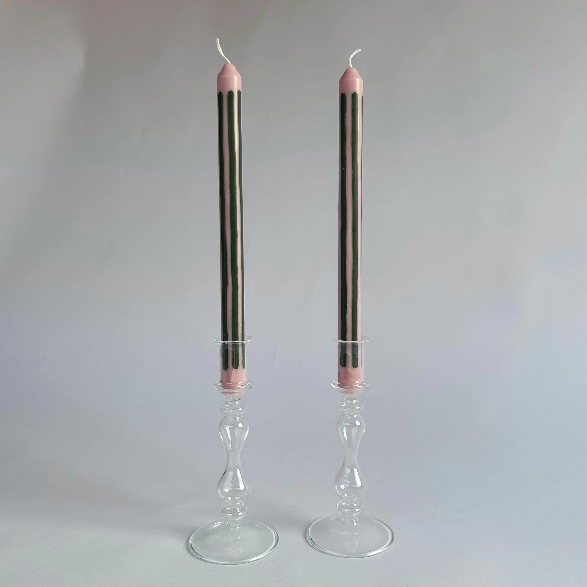 Pygmalion London Set of 2 Patterned Dinner Candles in Various Colours - Lifestory
