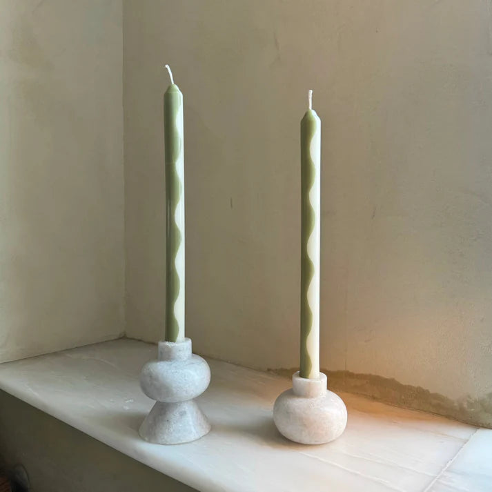 Pygmalion London Set of 2 Patterned Dinner Candles in Various Colours - Lifestory