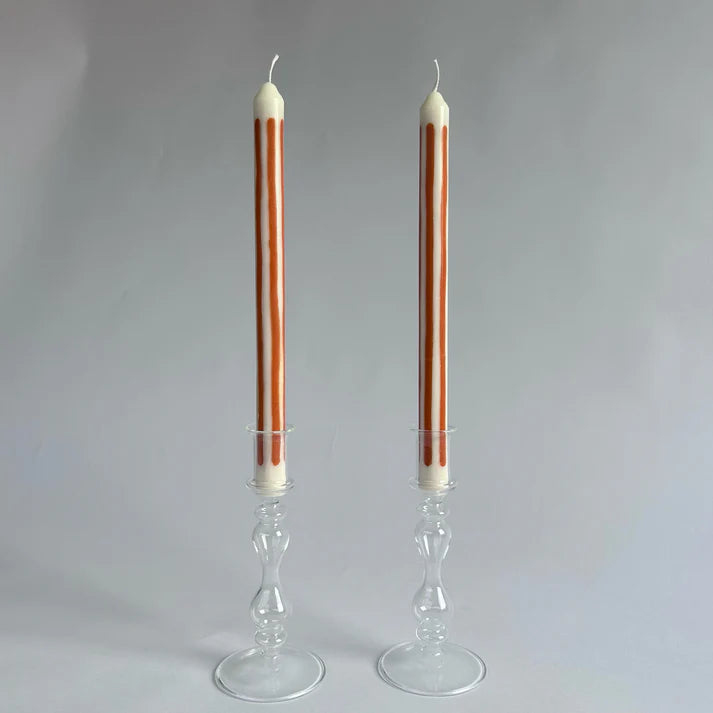 Pygmalion London Set of 2 Patterned Dinner Candles in Various Colours - Lifestory