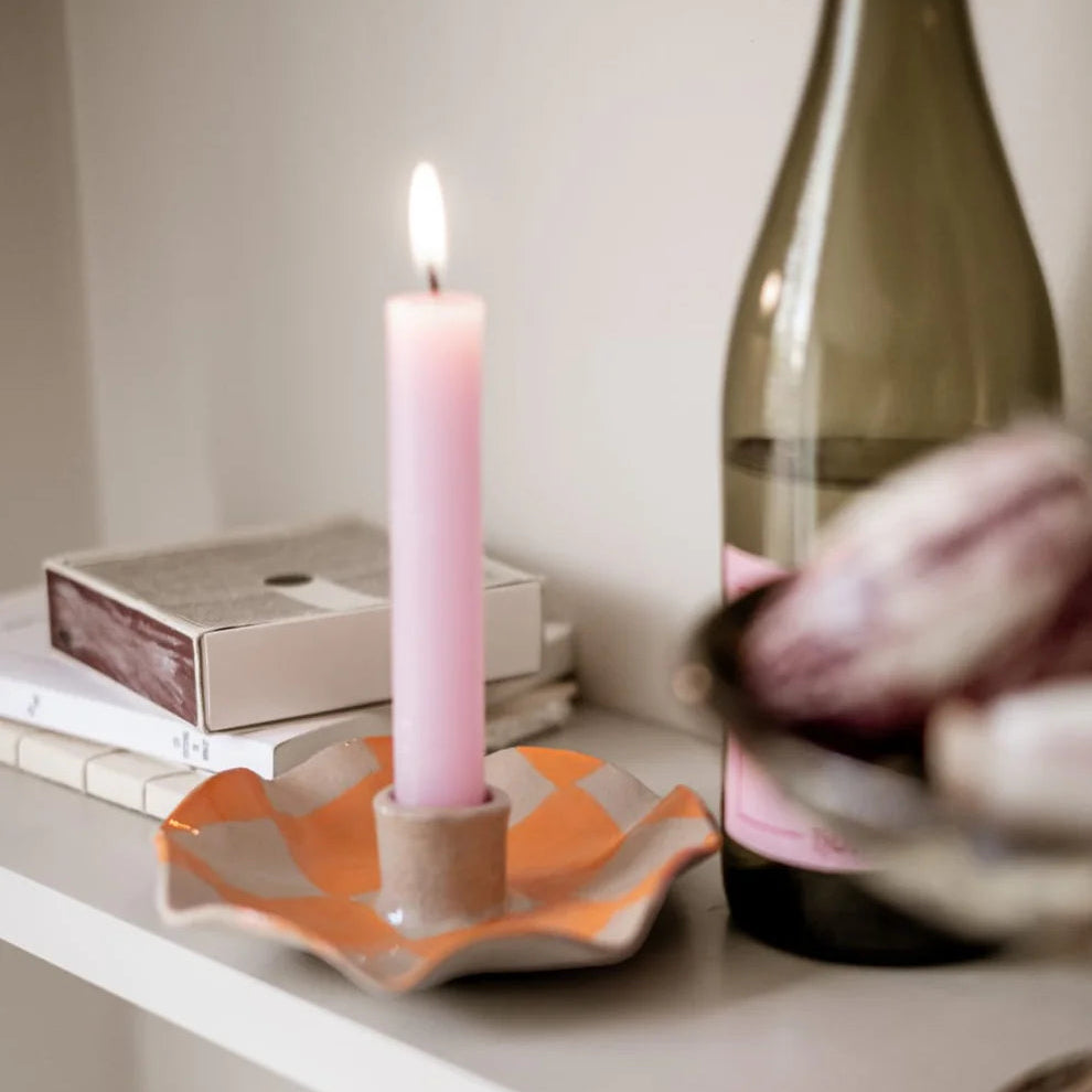 Rosie Gore Wavy Check Candle Holders in Various Colours - Lifestory