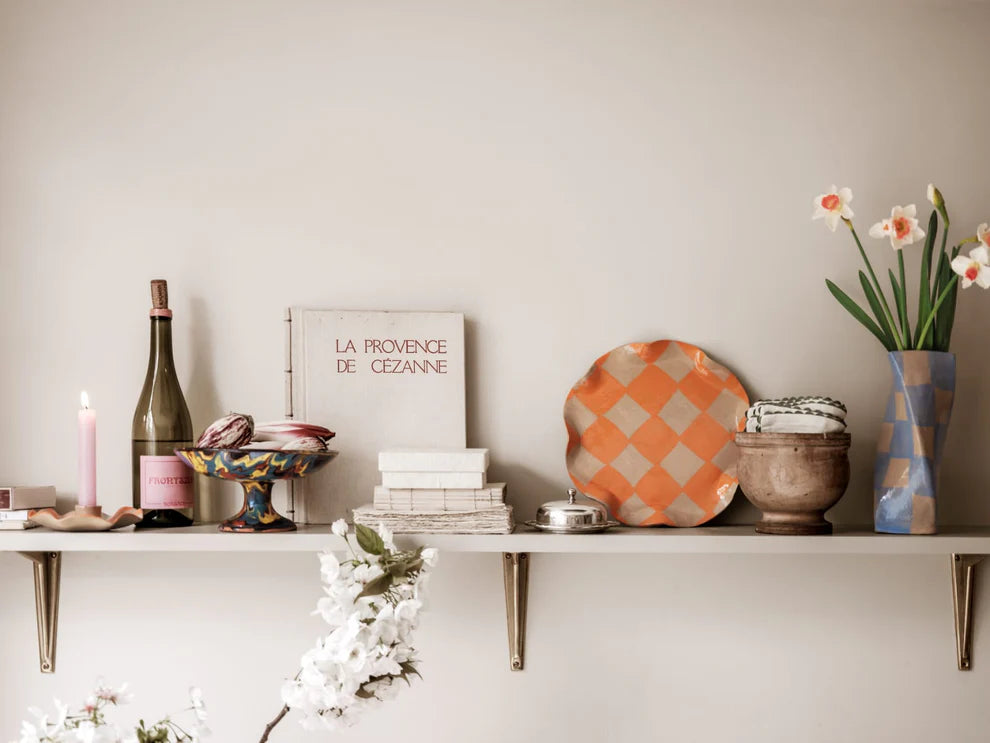 Rosie Gore Wavy Check Candle Holders in Various Colours - Lifestory