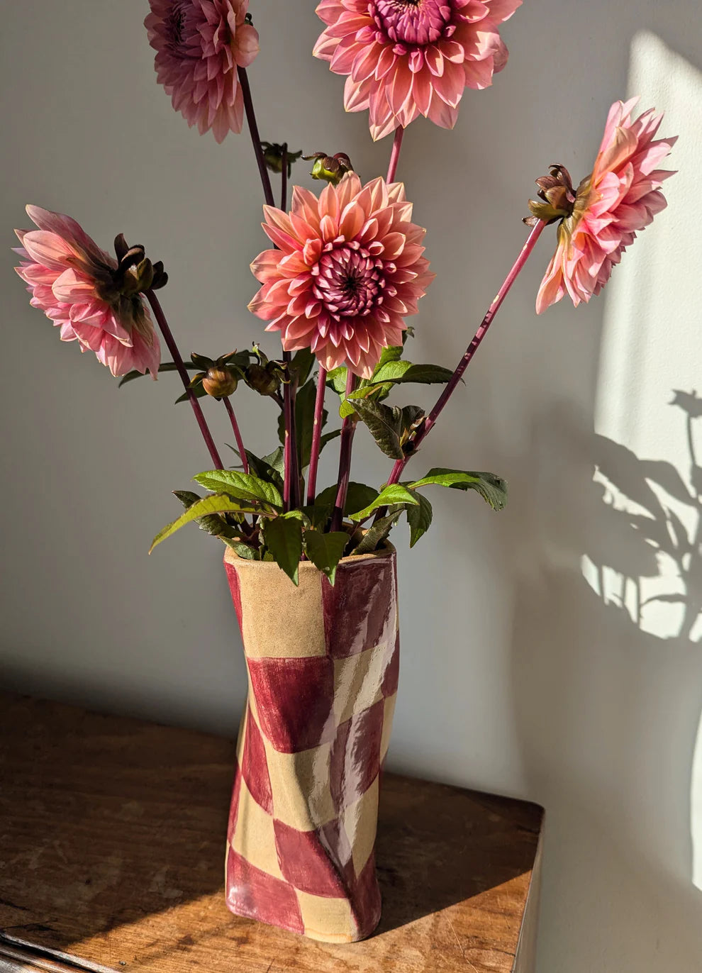 Rosie Gore Check Twist Vase in Various Colours - Lifestory