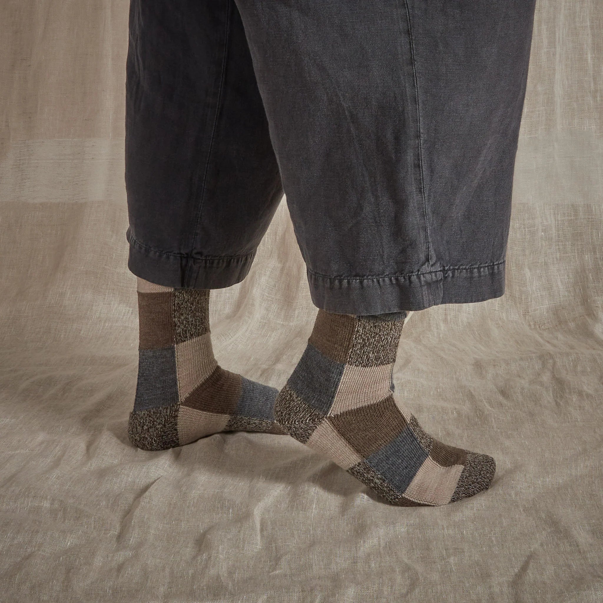 ROVE Knitwear Mens Patchwork Fine Merino Wool Socks - UK Made - Lifestory