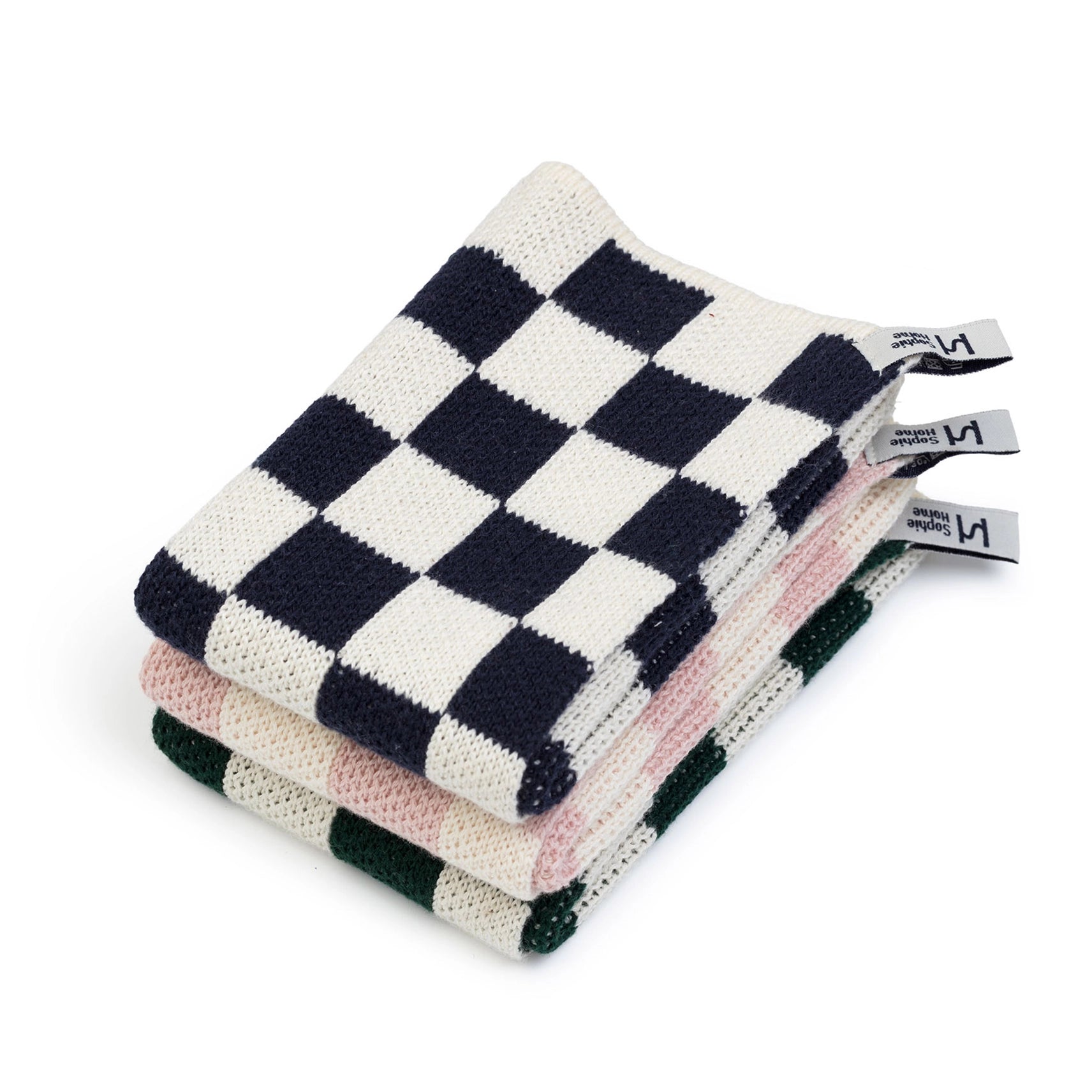 Sophie Home Reusable Cotton Checked Dish Cloths - Set of 3 - Lifestory