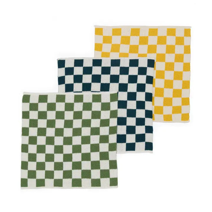 Sophie Home Reusable Cotton Checked Dish Cloths - Set of 3 - Lifestory