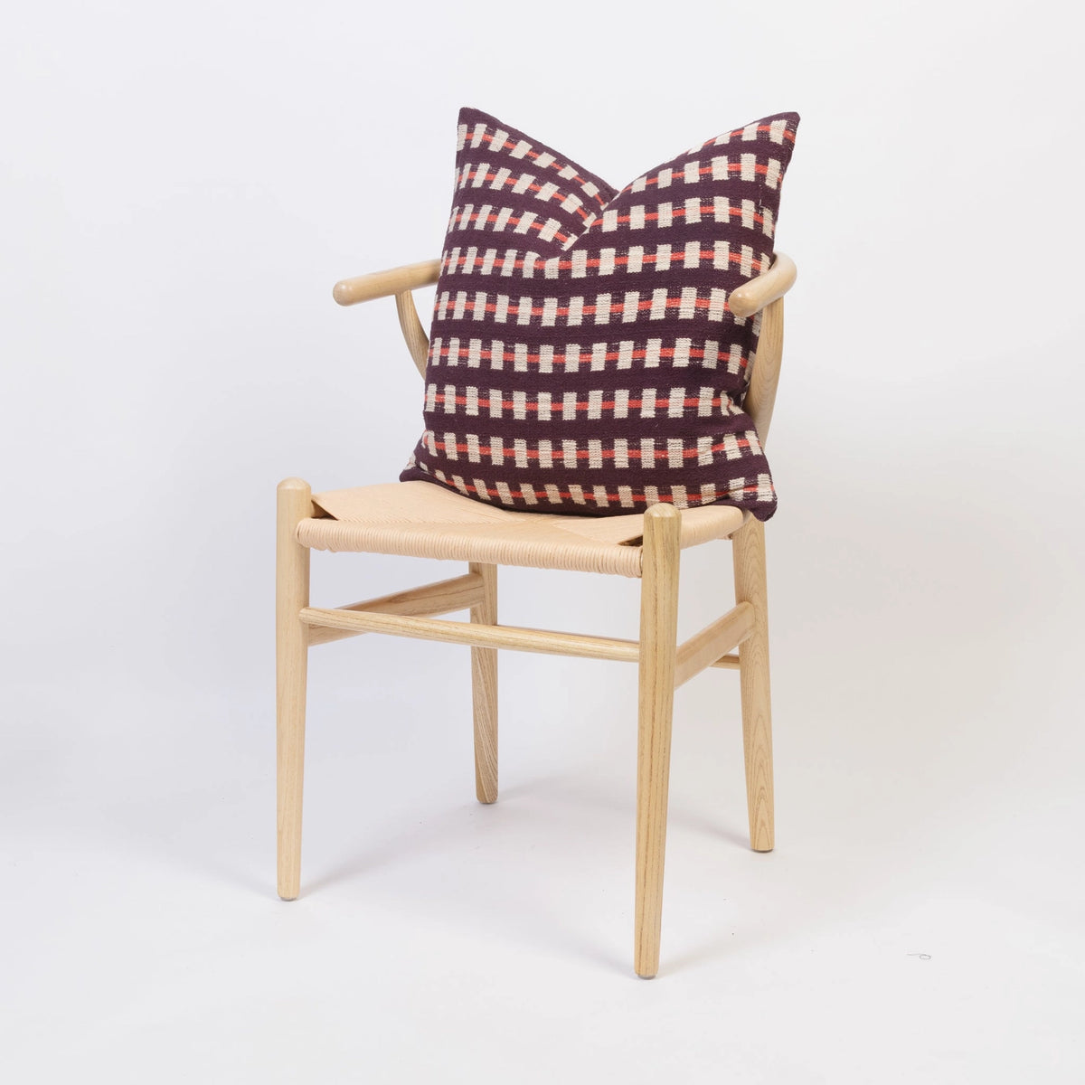 Sophie Home Hila Woven Square Cushion Cover - Optional Inner | Burgundy